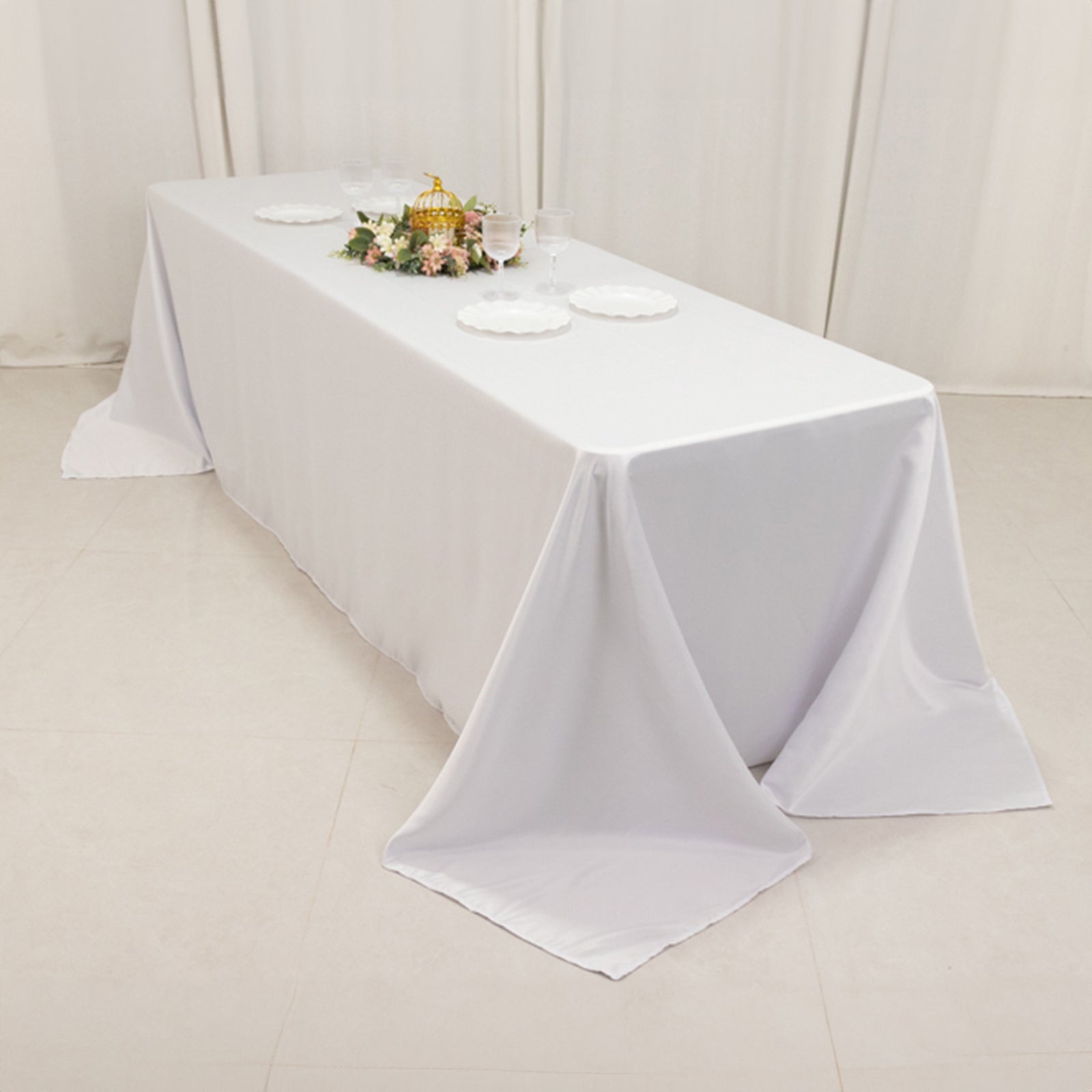 Luxury White Lamour Satin Rectangle Tablecloth 90x156 - Ideal for Stylish Events