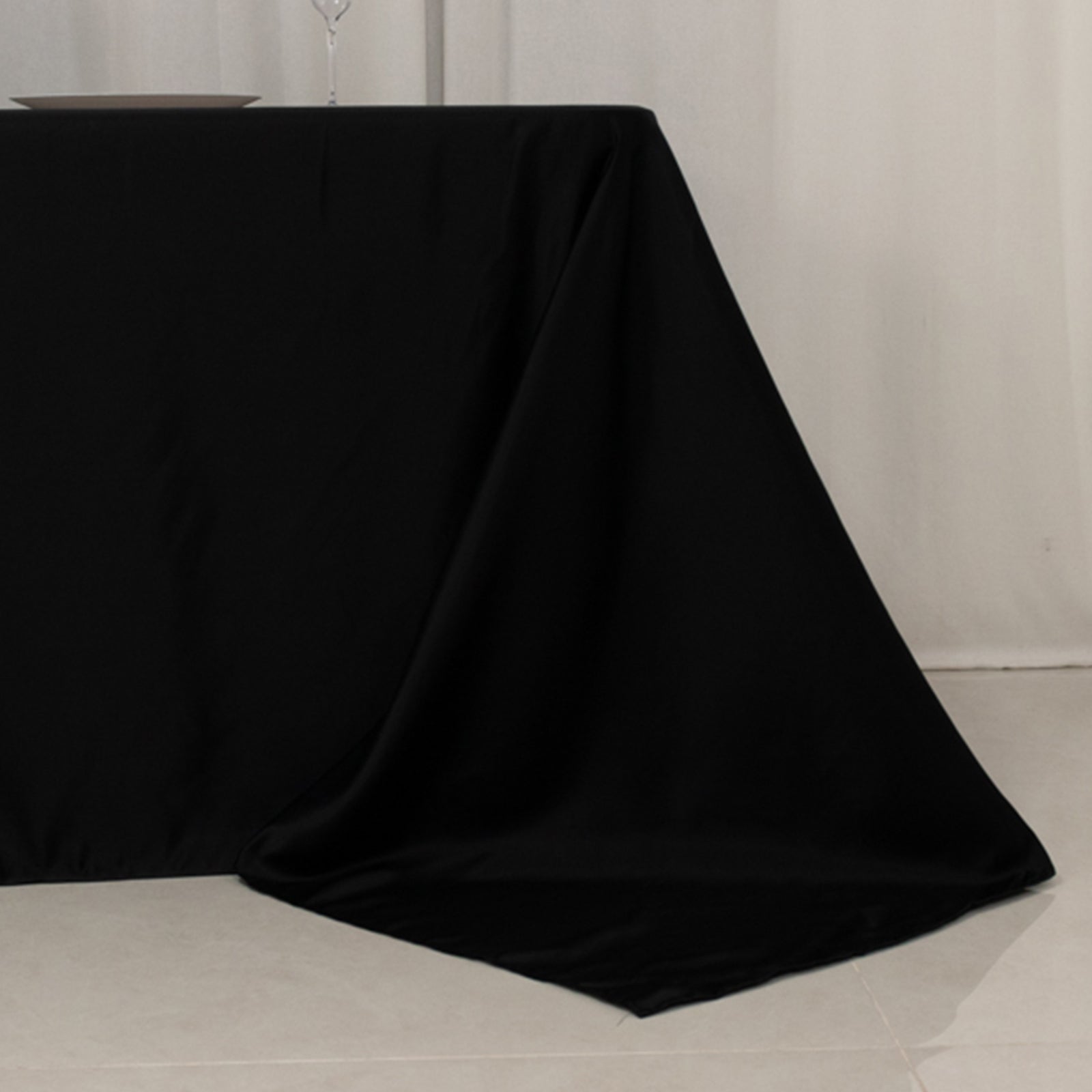 Black Lamour Satin Rectangle Tablecloth 90x156 - Luxurious & Soft for Stylish Events
