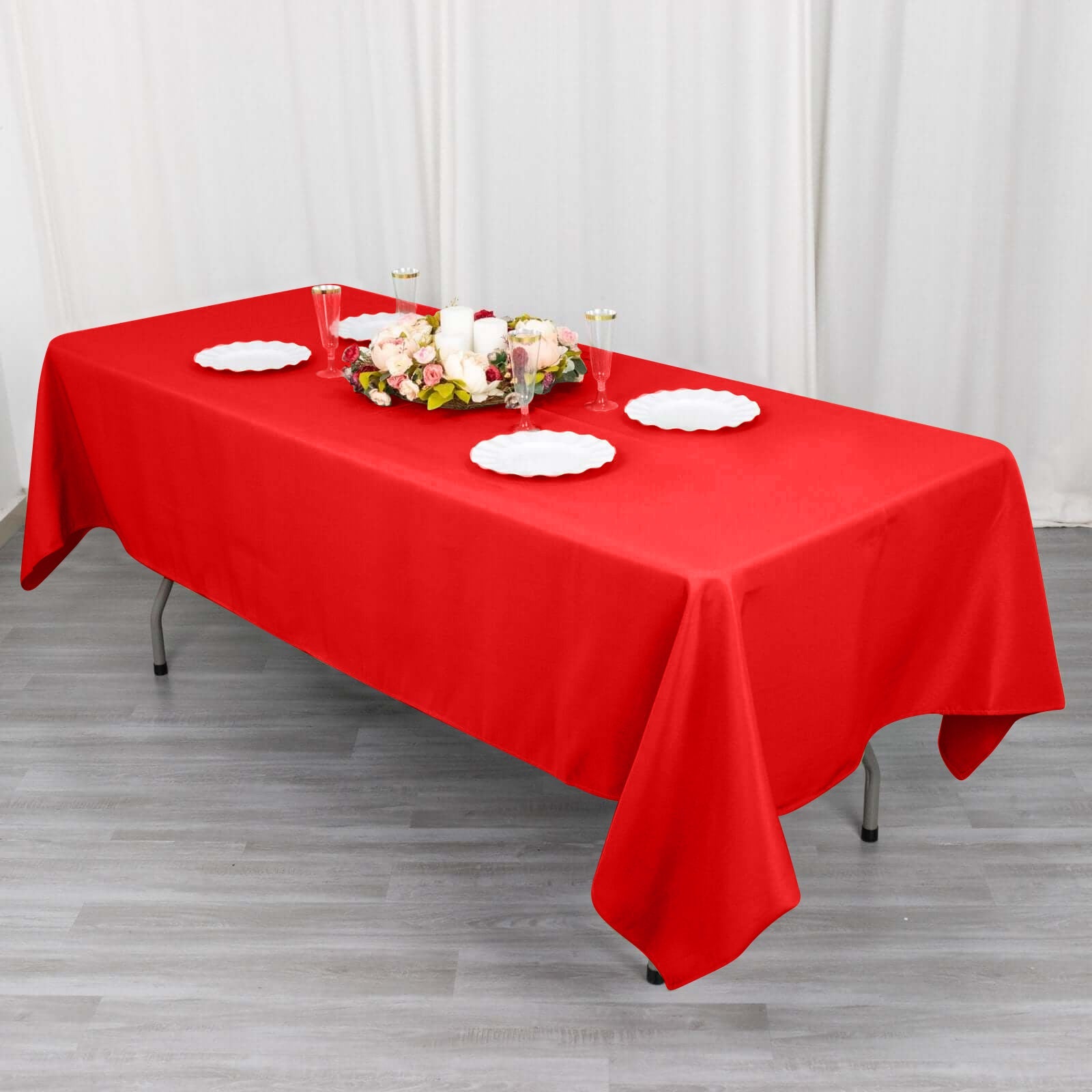 Wrinkle-Resistant Red Cotton Blend Rectangle Tablecloth 60x102