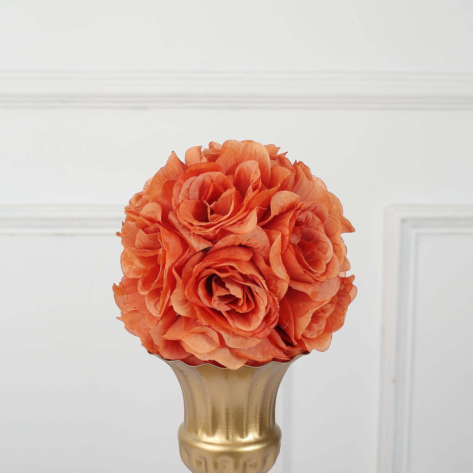 Special Offer: 2-Pack of 7-Inch Terracotta (Rust) Artificial Silk Rose Kissing Balls for Decor