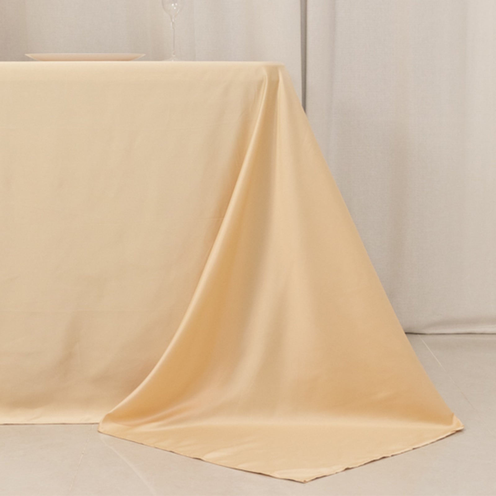 Lamour Satin Beige Rectangle Tablecloth - Soft, Silk-Like & Durable