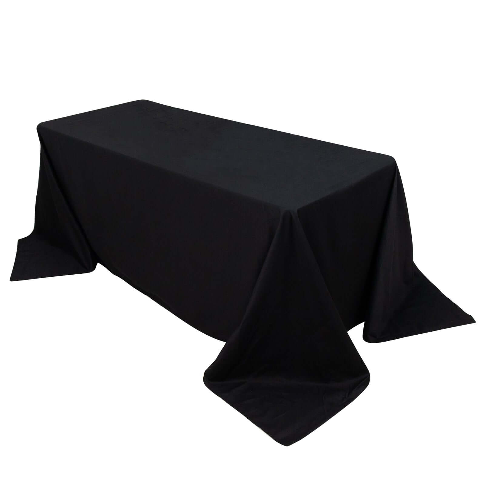 Black Seamless 100% Cotton Rectangle Tablecloth, 90x132, Soft & Breathable