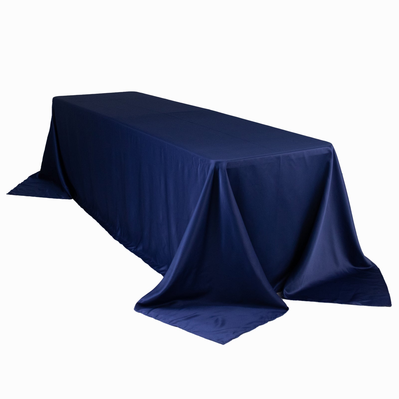 Luxurious Navy Blue Lamour Satin Rectangle Tablecloth 90x156 - Soft & Seamless