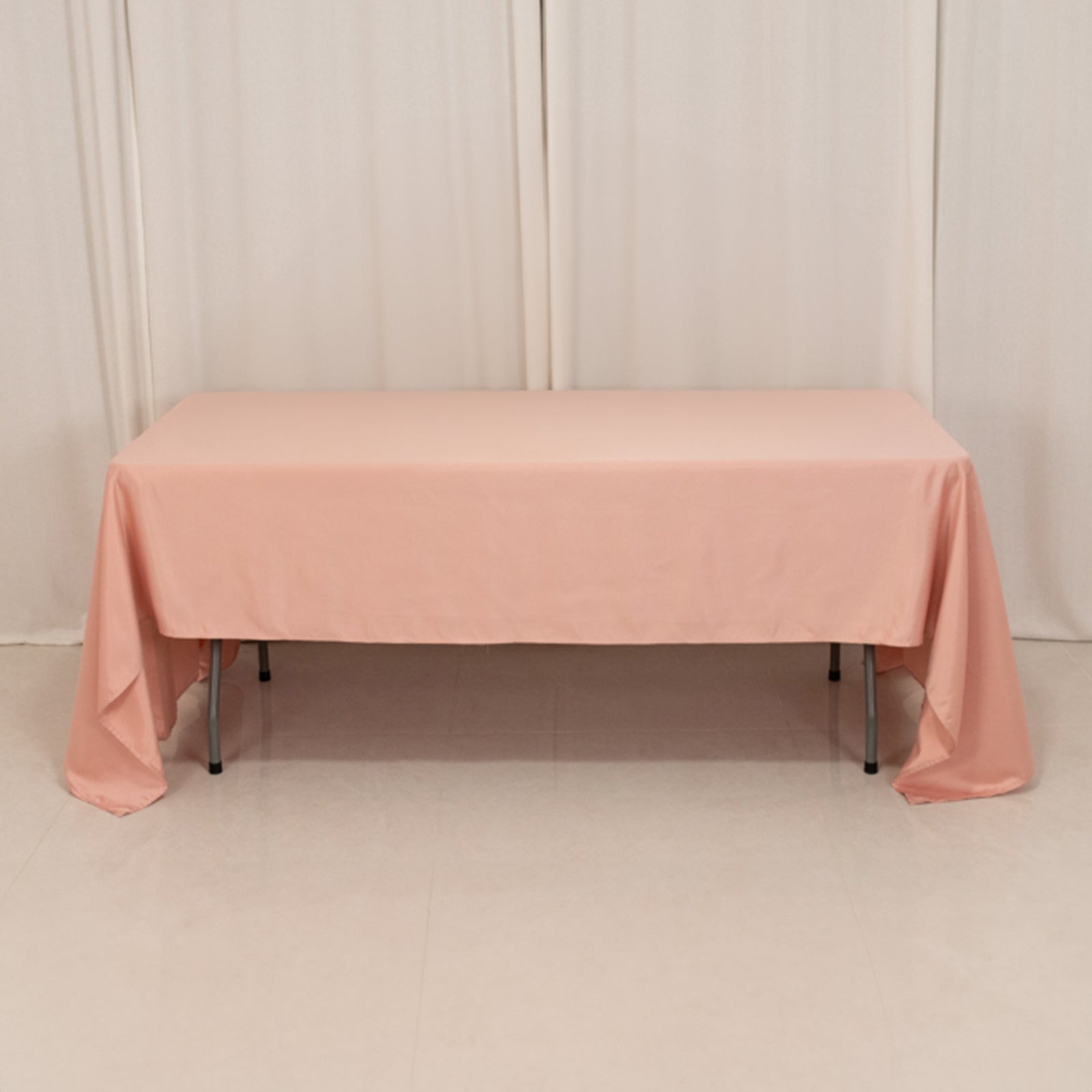 Dusty Rose Lamour Satin Rectangle Tablecloth 60x126 - Soft, Silk - like Cover
