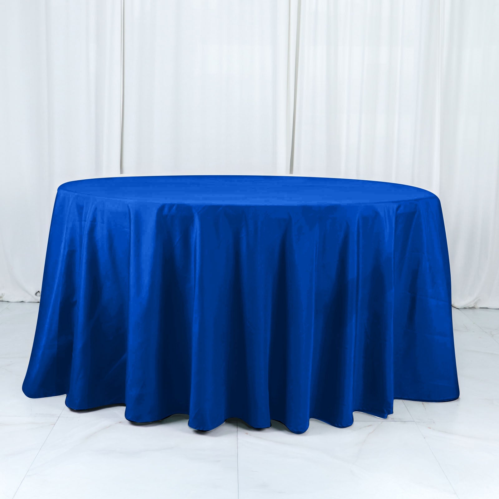 Royal Blue Seamless Wrinkle-Resistant 132" Cotton Blend Round Tablecloth