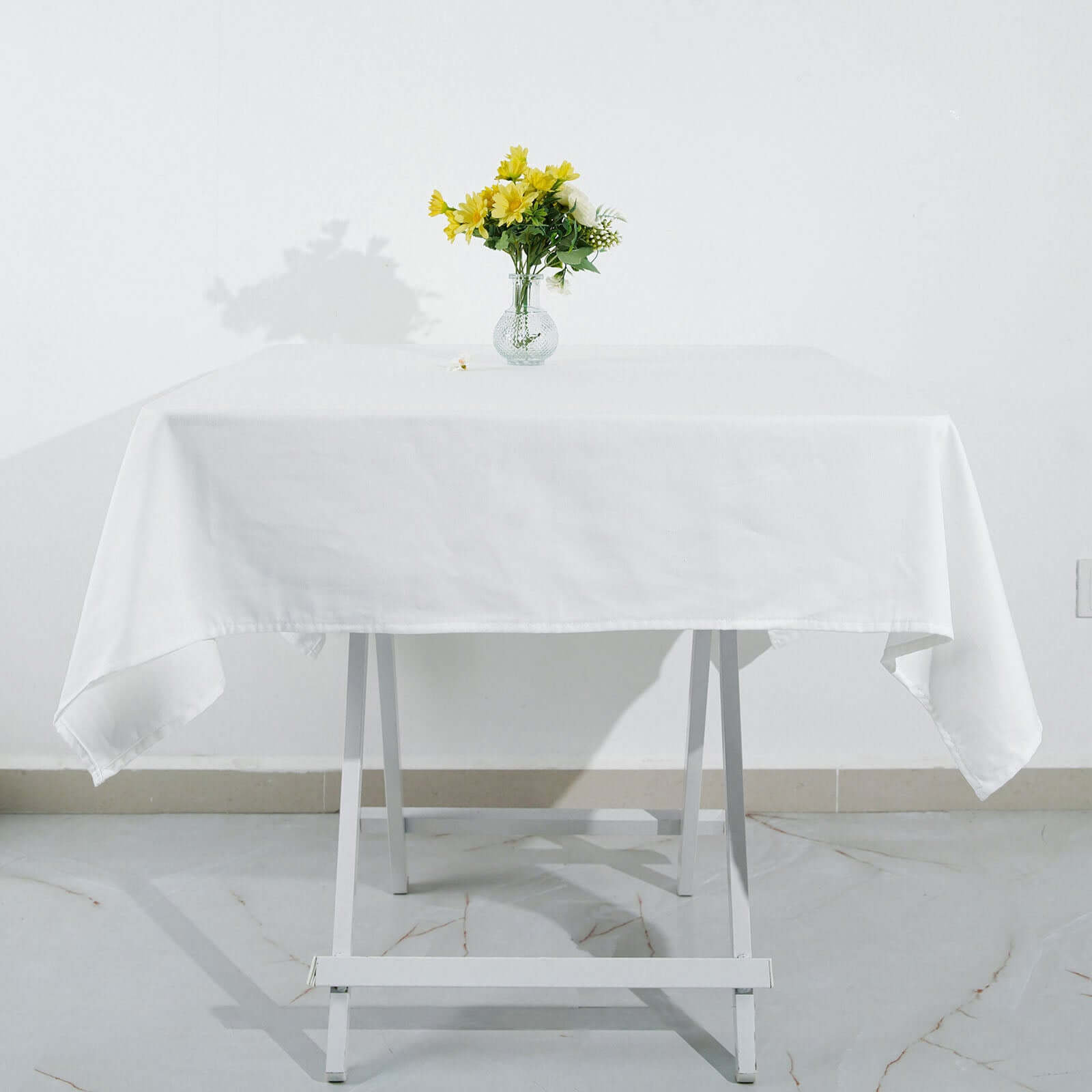 Get This Elegant 100% Cotton 54x54 Square White Tablecloth - Soft & Breathable
