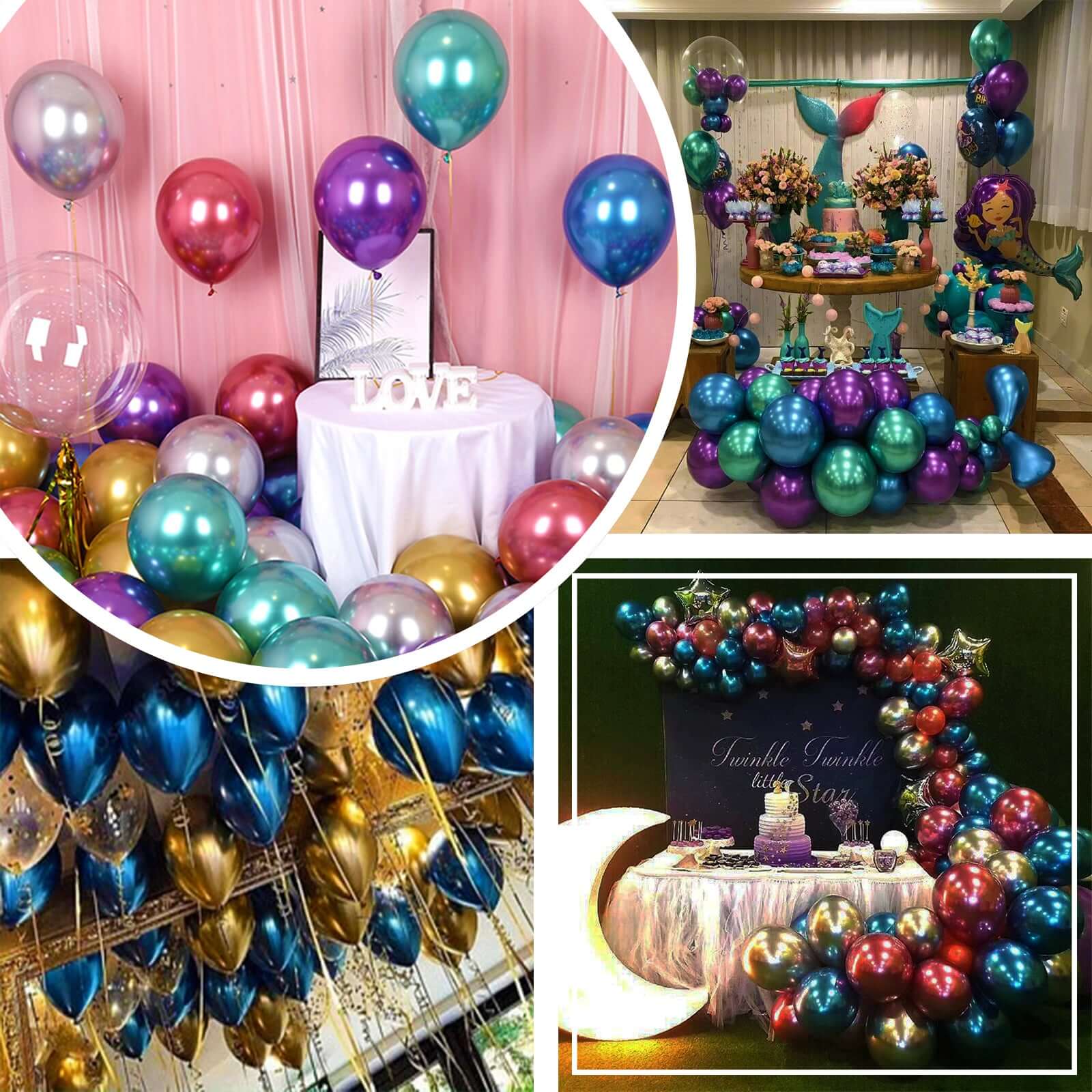 Hot Deal! 25-Pack 12-Inch Metallic Chrome Green Latex Party Balloons (Helium or Air Fillable)