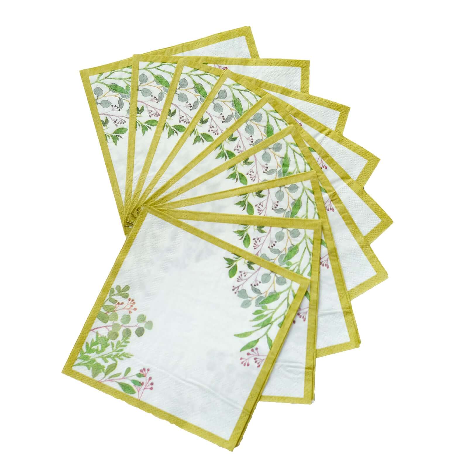 24-Pack Soft 18GSM 2-Ply Paper Dinner Napkins with Tropical Eucalyptus Design for Weddings and Cocktails