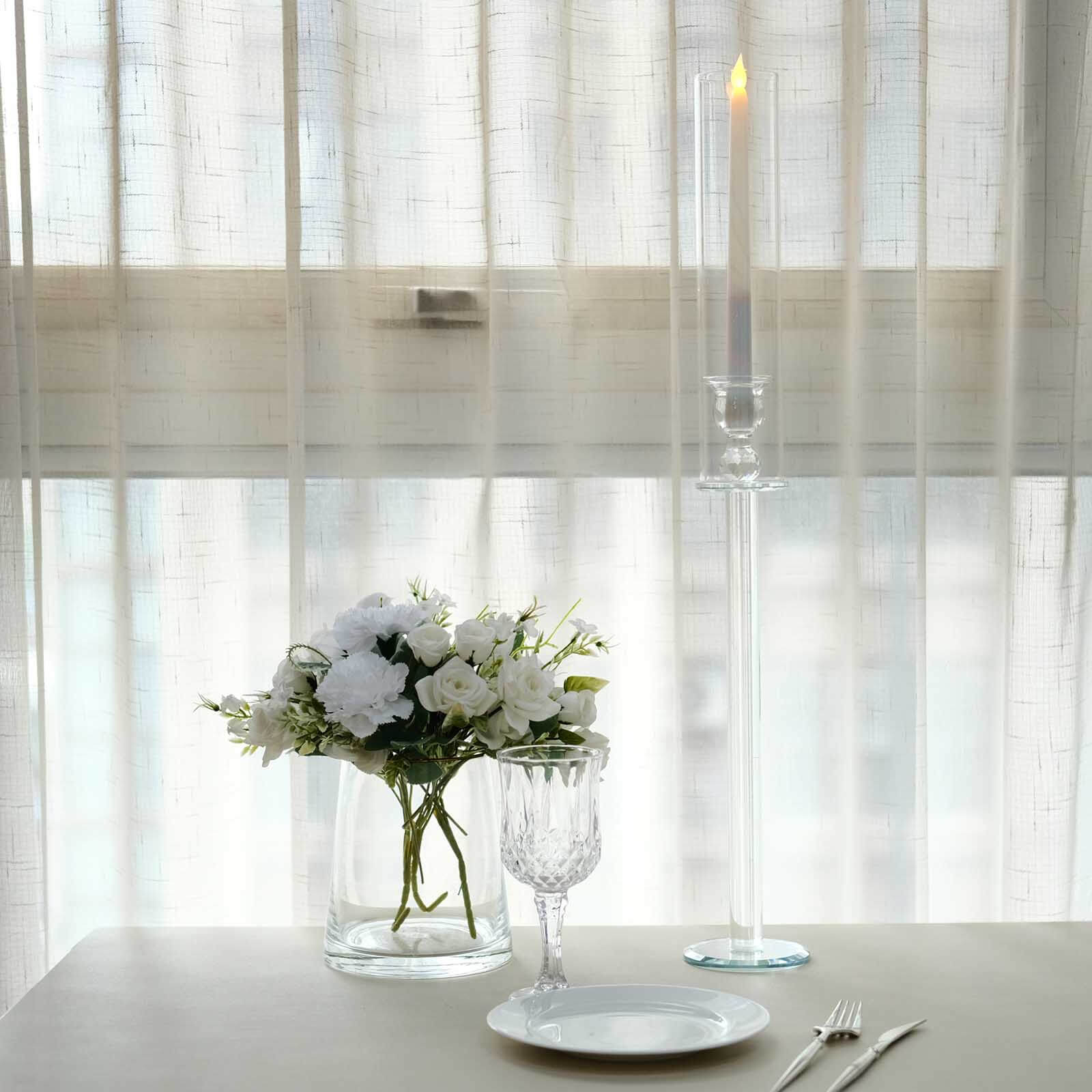 2-Pack Tall Clear Crystal Glass Hurricane Taper Candle Holders, Decorative 26-Inch Stands
