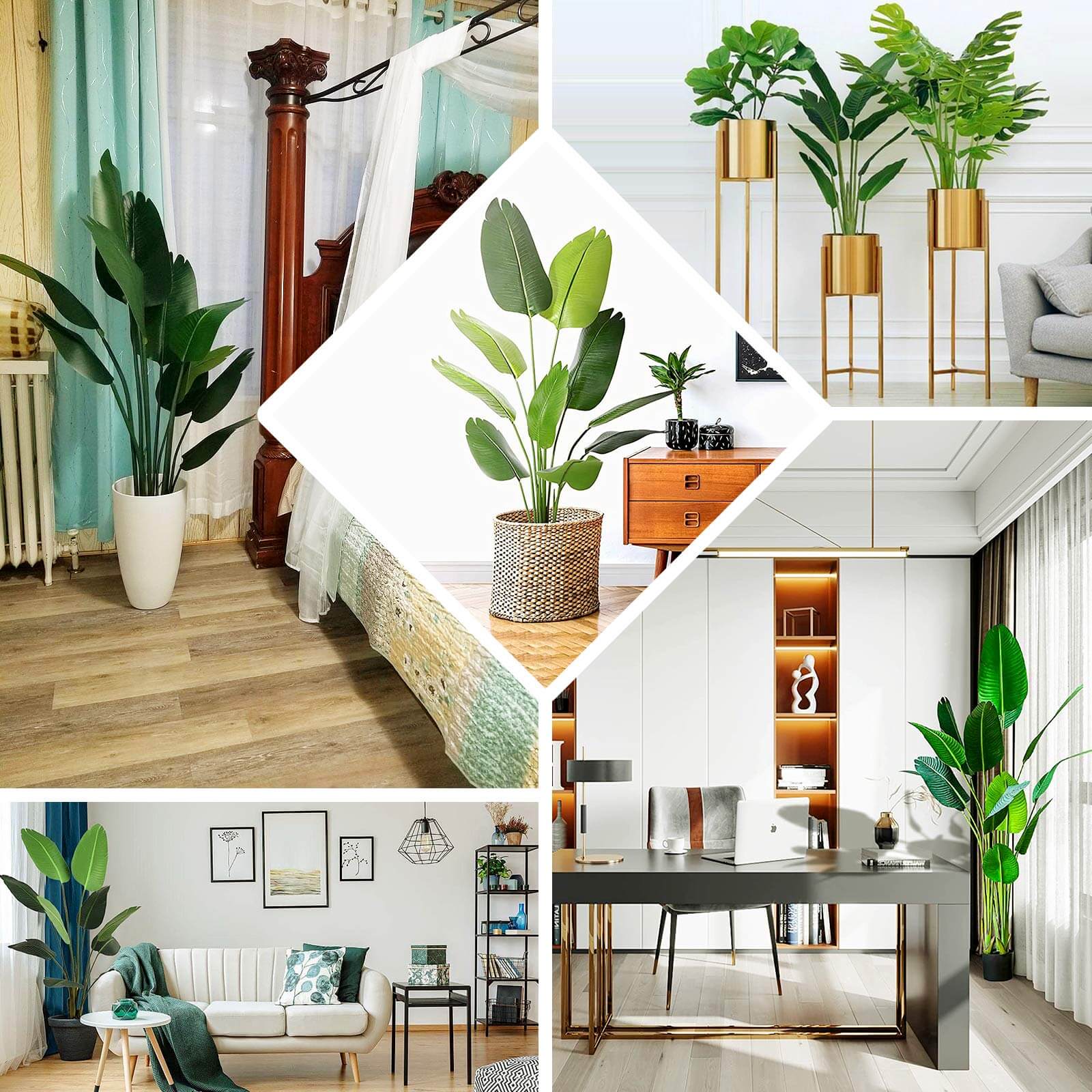 2-Pack 6ft Artificial Potted Bird of Paradise Plants - Lifelike and Easy to Decorate