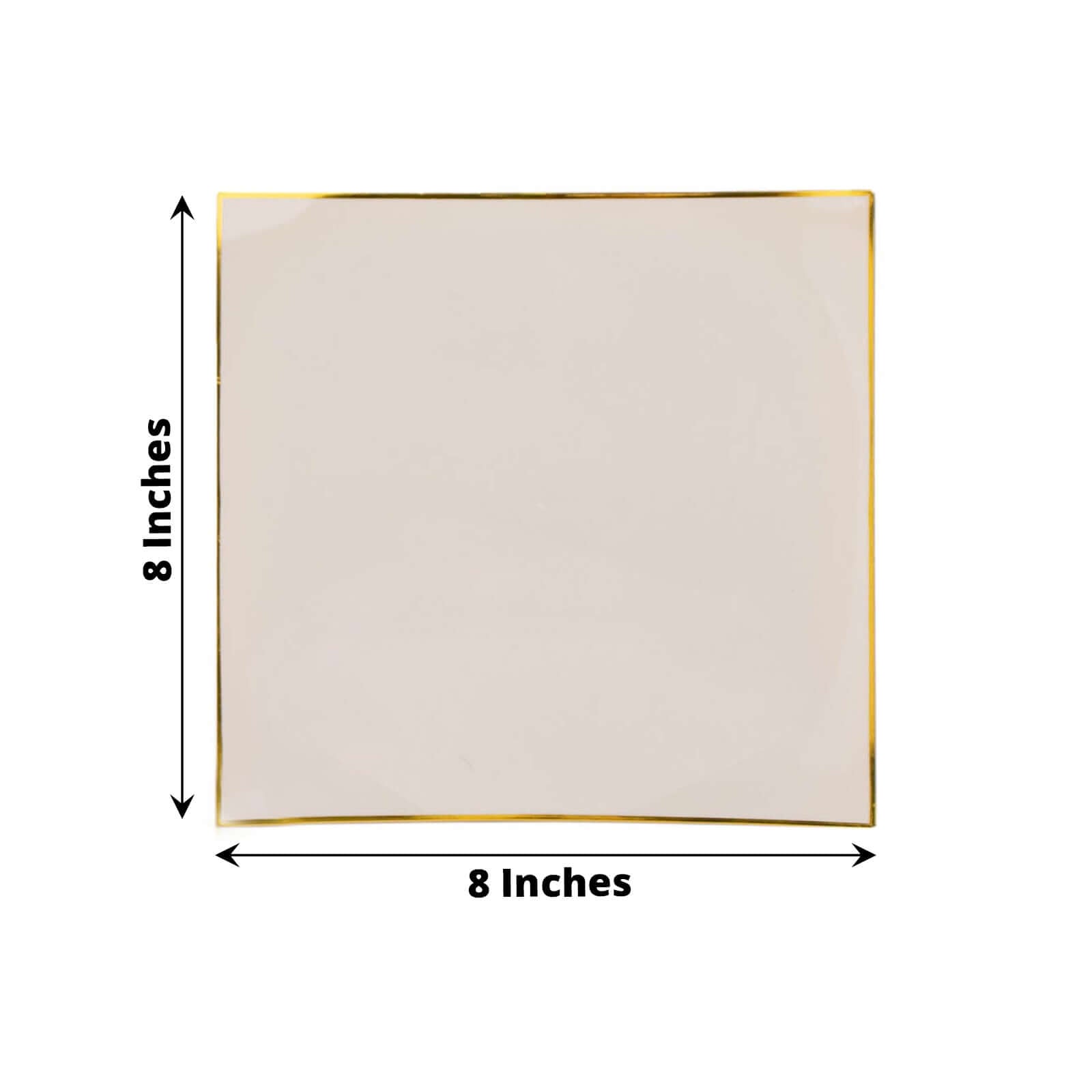 10-Pack Disposable Taupe Plastic Square Dessert Plates with Gold Rim - Ideal for Parties