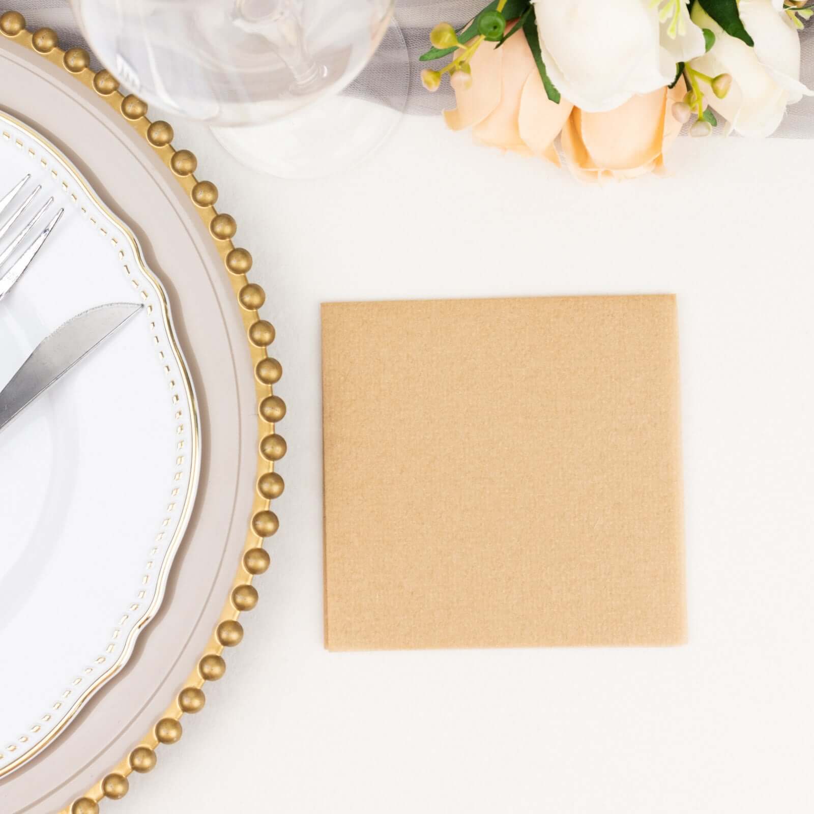 20-Piece Set of 5x5 Natural Linen-Look Highly Absorbent Airlaid Napkins