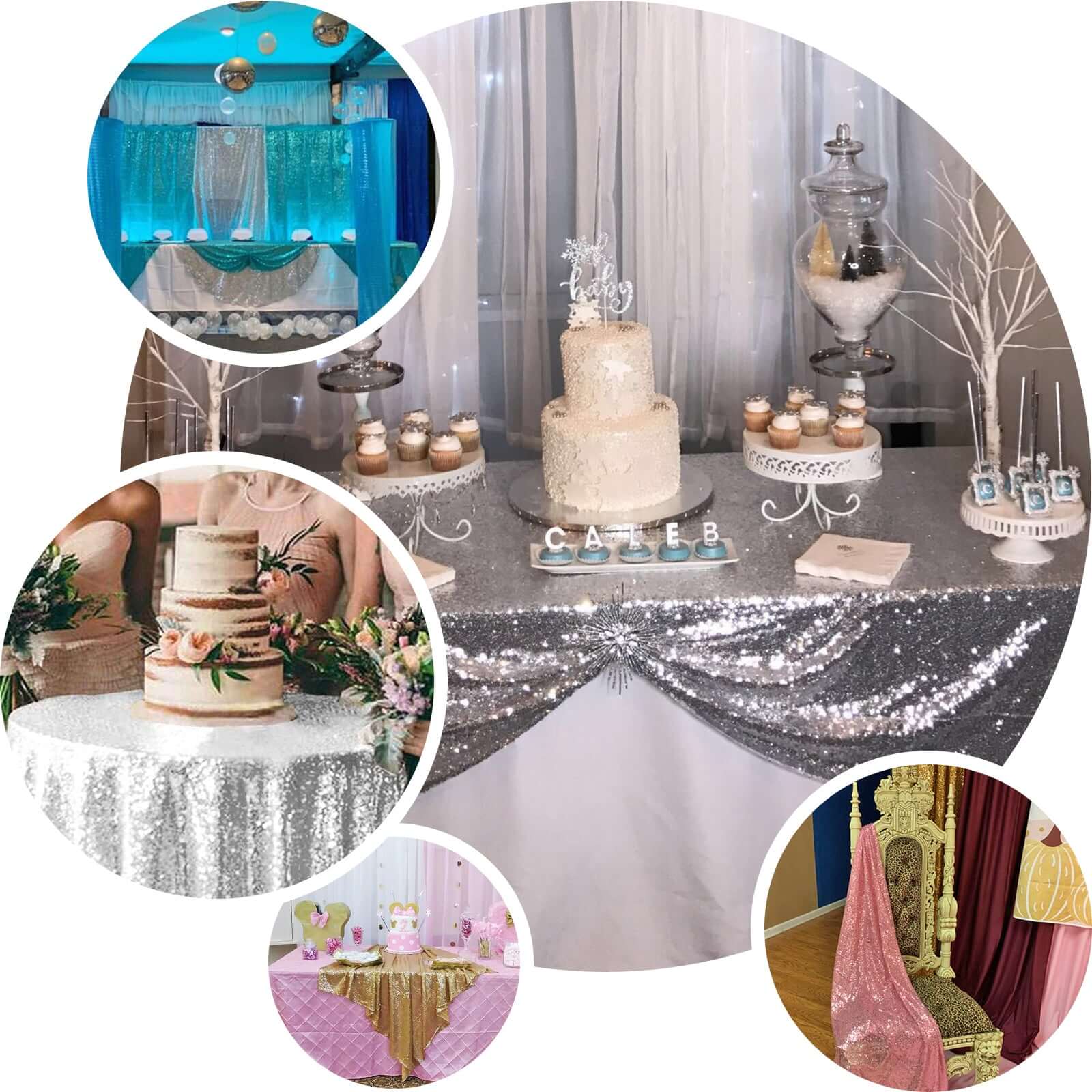 Luxe Gold Sequin Square Table Overlay 60x60 - Perfect for Weddings and Events