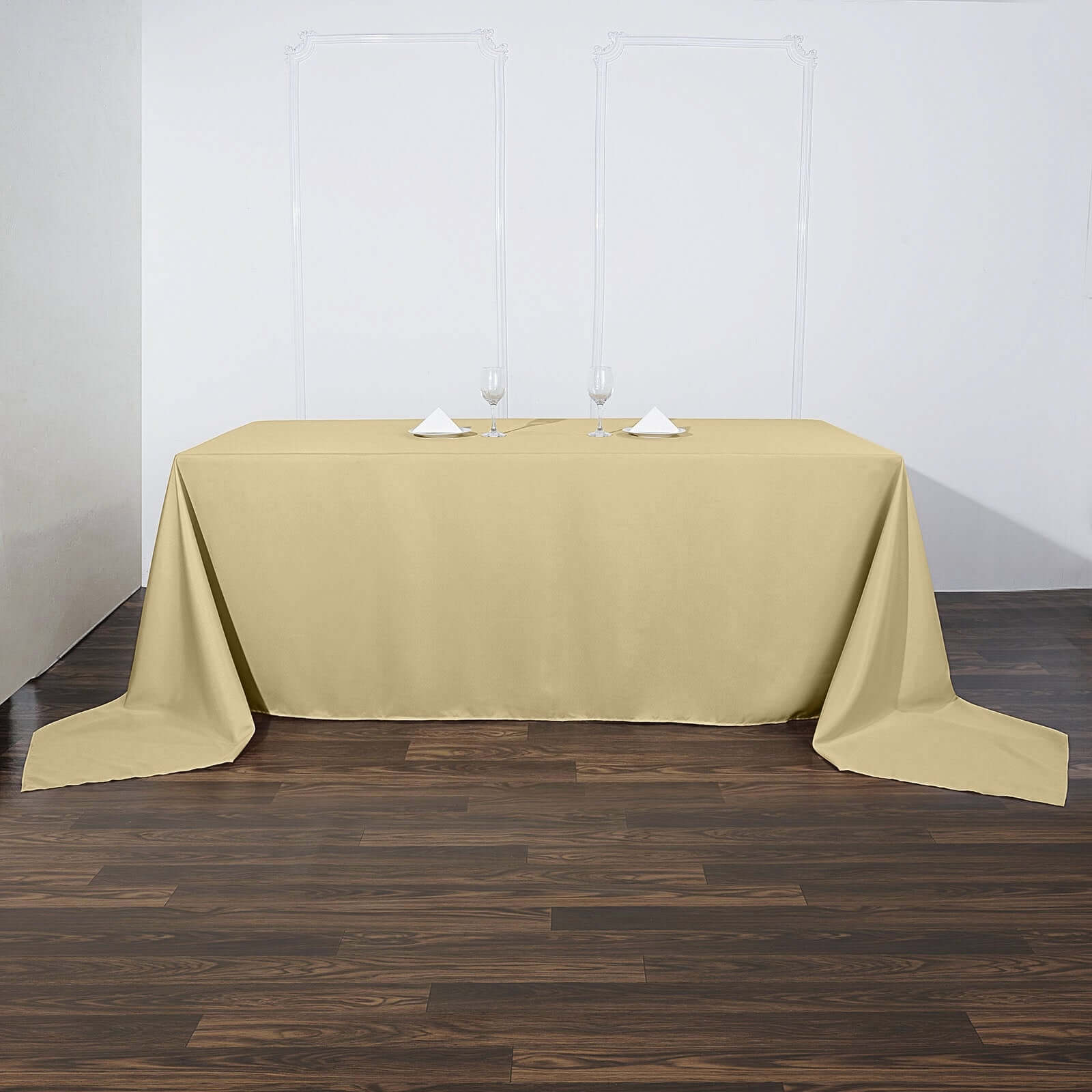Premium Seamless Wrinkle-Resistant Polyester Rectangle Tablecloth in Champagne (90x156)