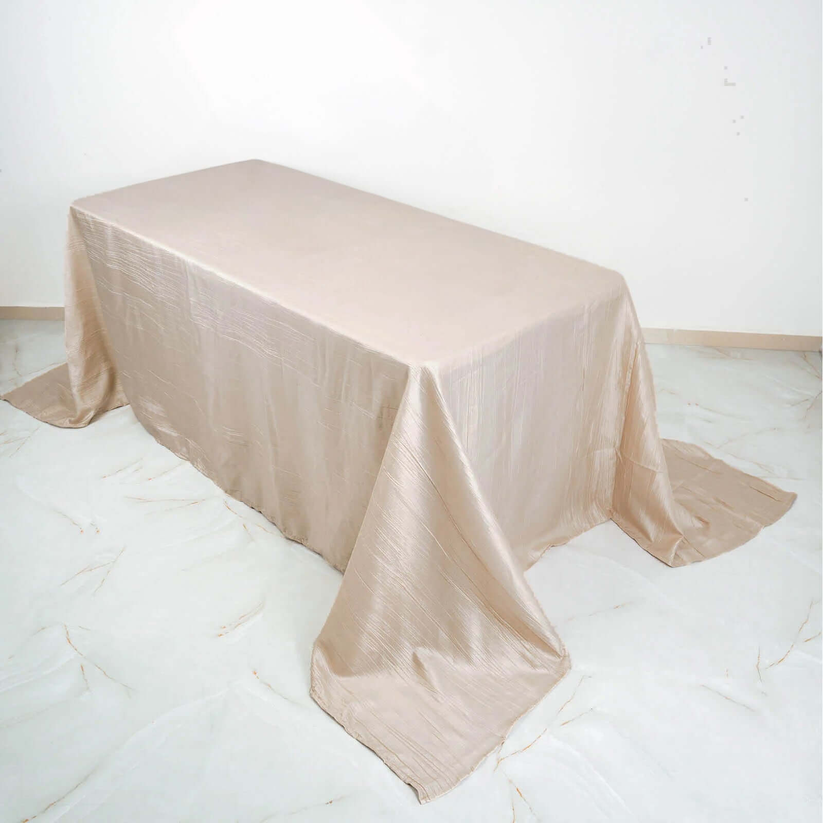 Hot Deal! Beige Seamless Accordion Crinkle Taffeta Rectangle Tablecloth 90x132