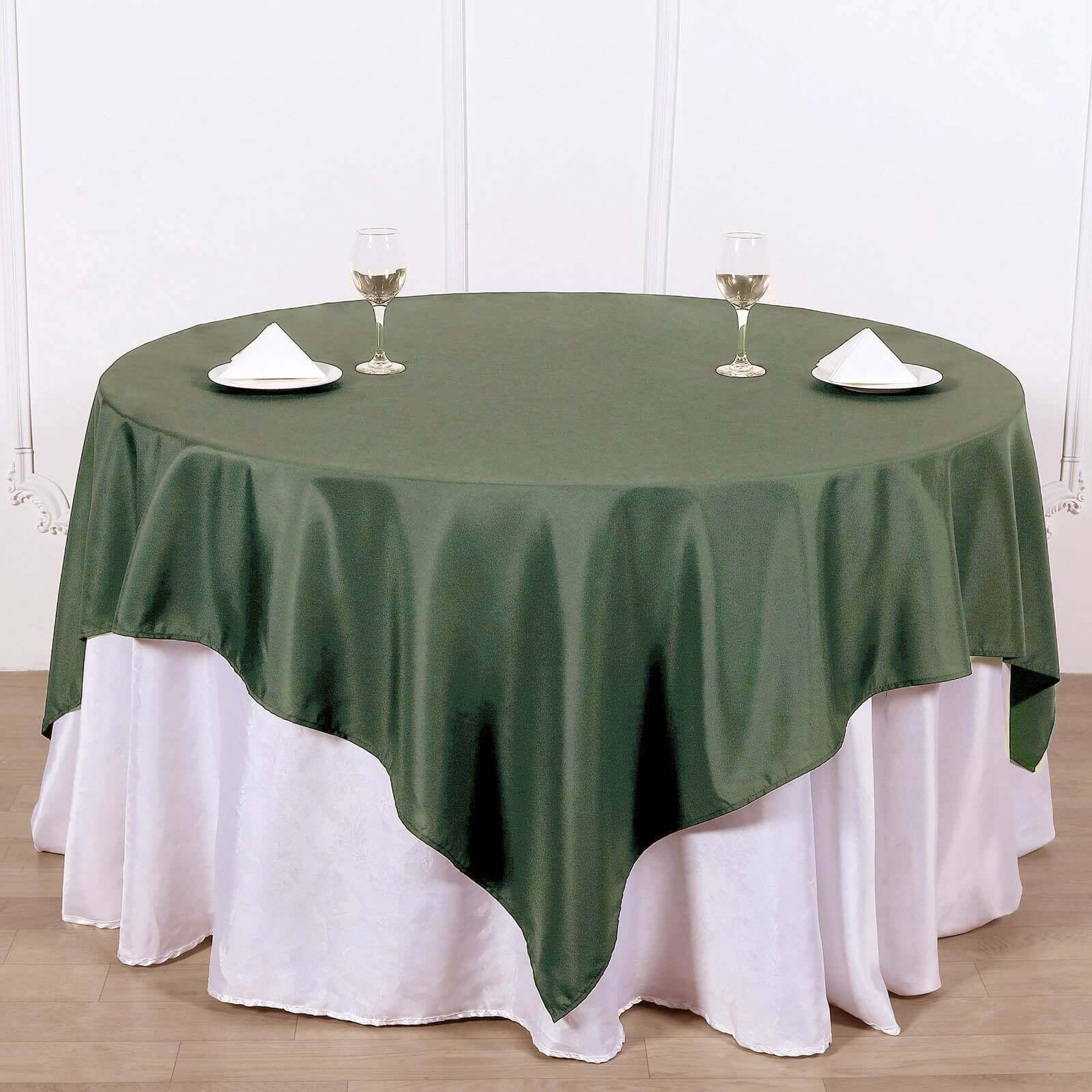 Olive Green 70x70 Wrinkle-Resistant & Durable Polyester Square Table Overlay