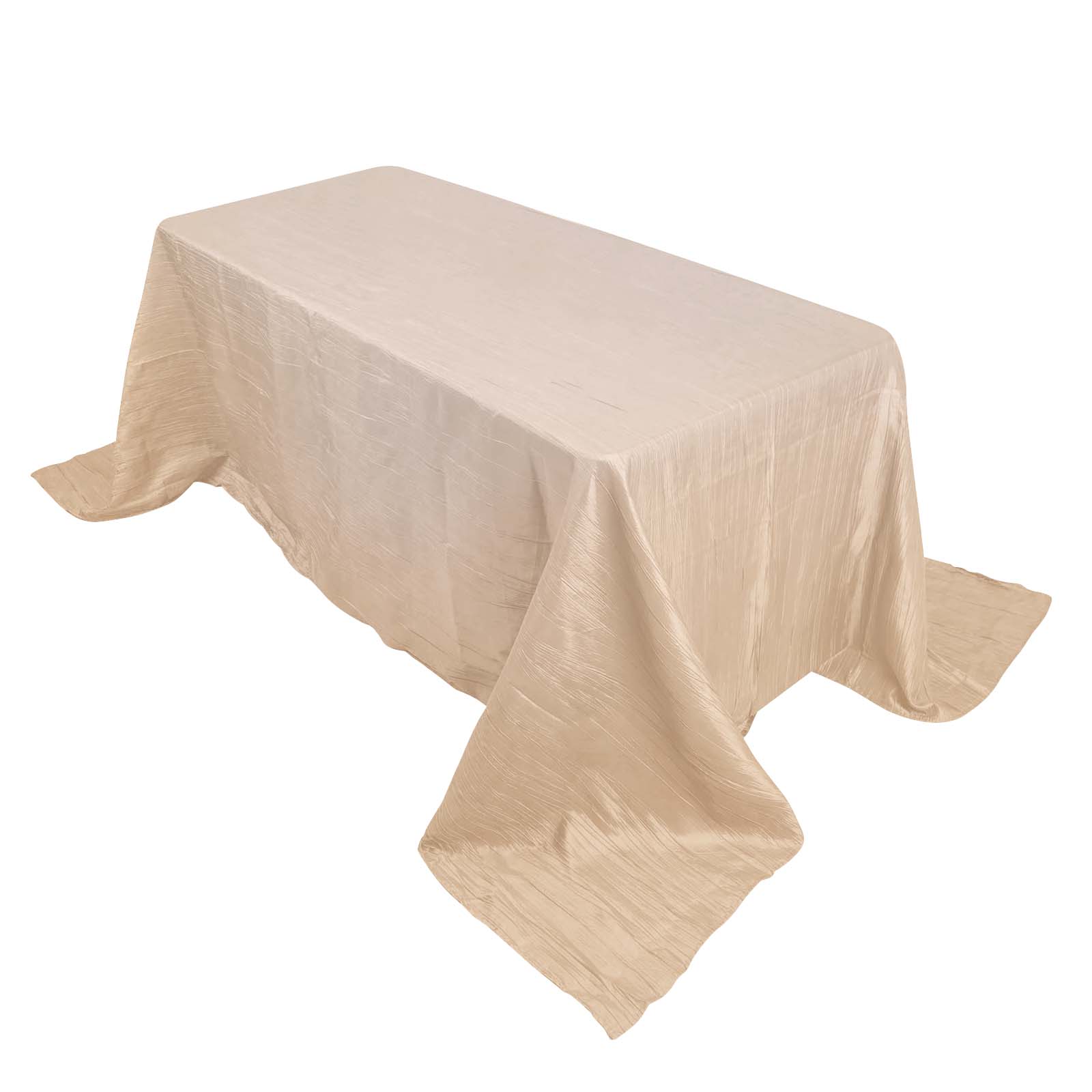 Hot Deal! Beige Seamless Accordion Crinkle Taffeta Rectangle Tablecloth 90x132