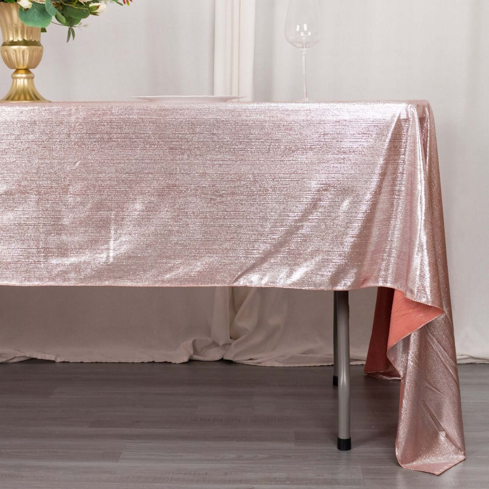 Sparkling Rose Gold Sequin Dots Polyester Rectangle Tablecloth - Wrinkle-Free & Reusable
