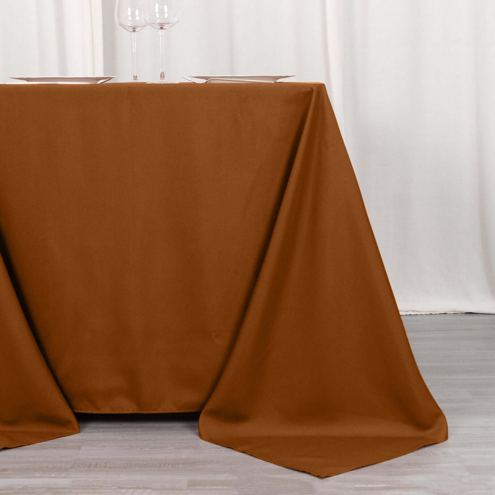 Durable & Wrinkle-Resistant Polyester Square Tablecloth in Cinnamon Brown, 90x90