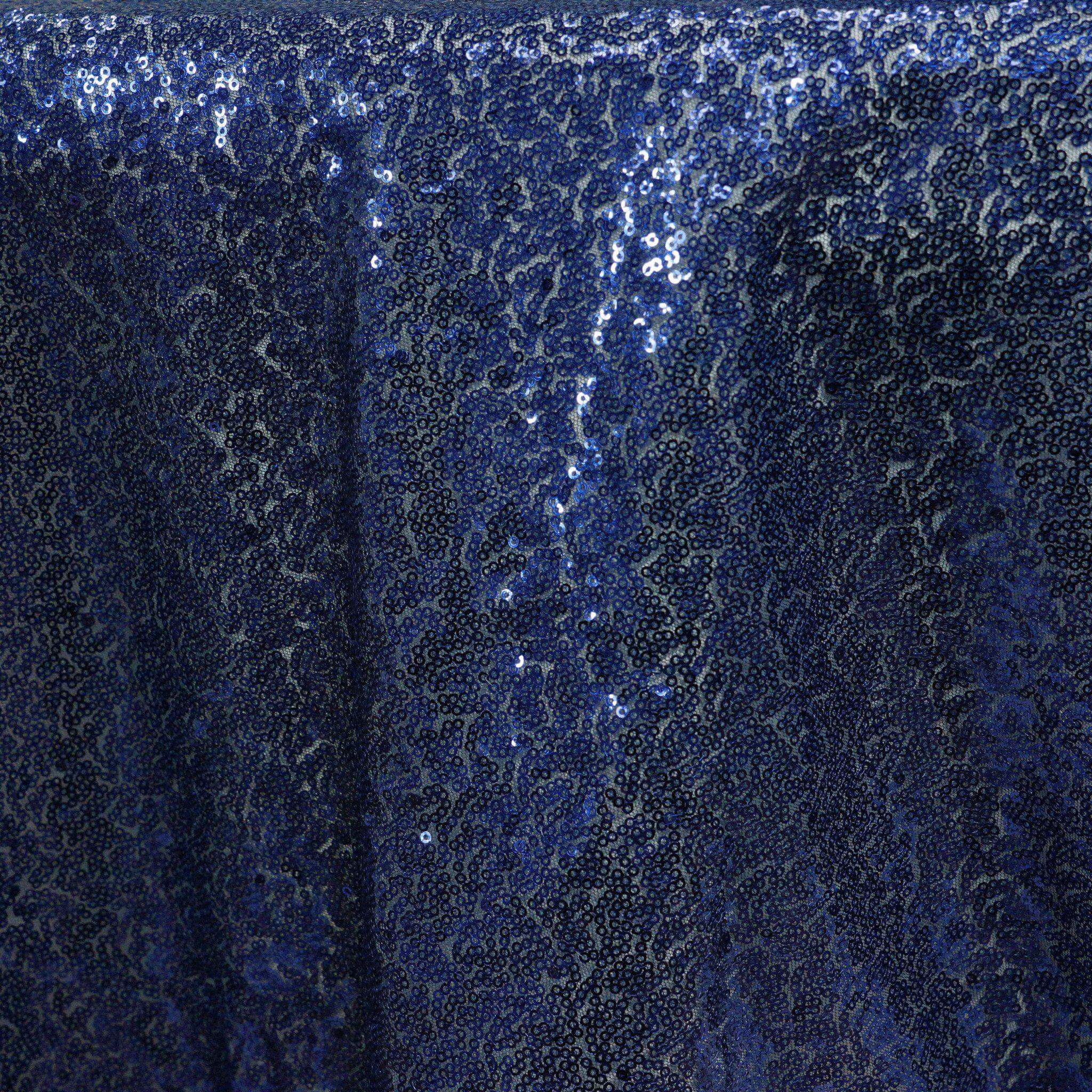 Navy Blue Sparkly Sequin Square Table Overlay - 72x72 Tablecloth for a Glamorous Look