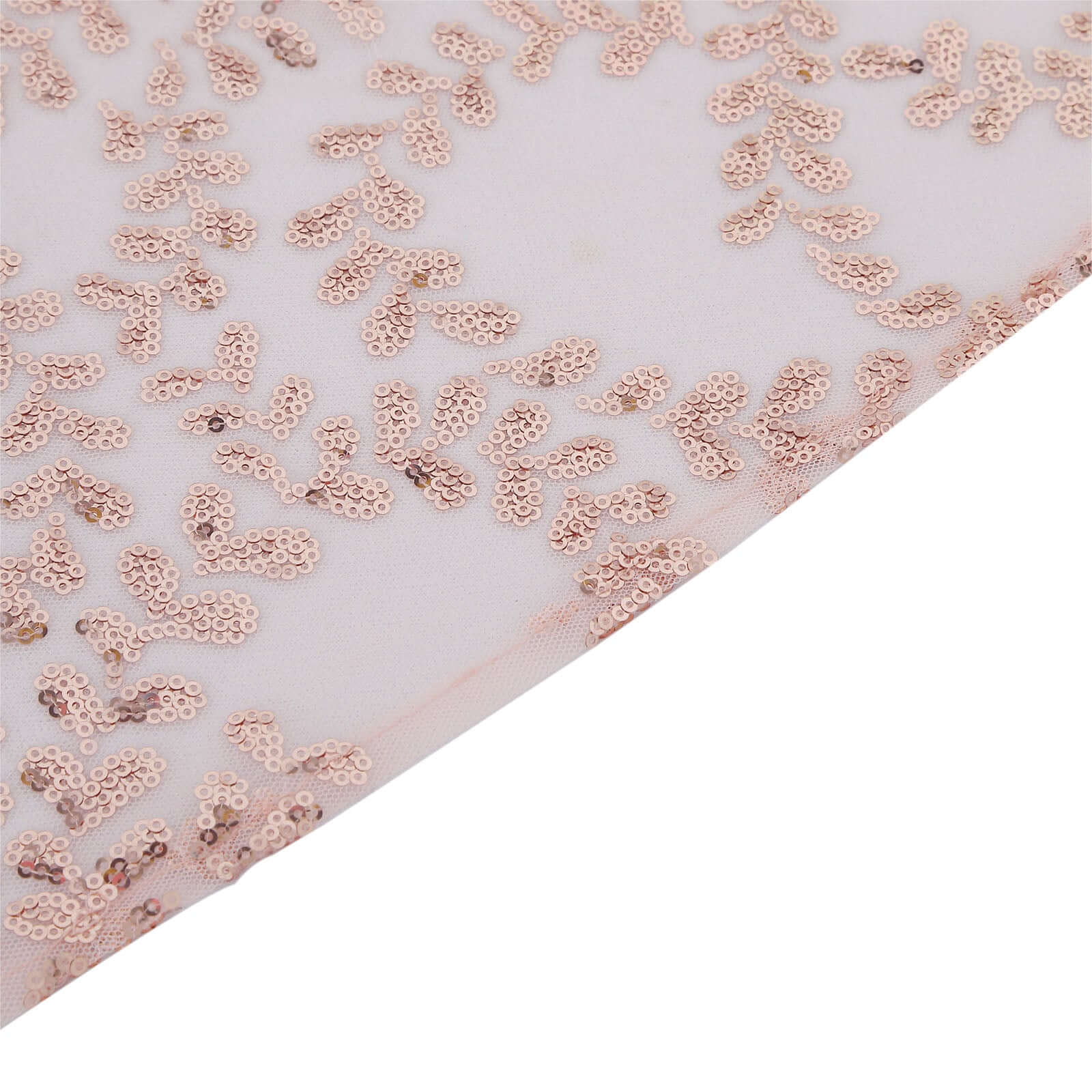 Hot Deal! Rose Gold Sequin Leaf Embroidered 72x72 Tulle Square Table Overlay