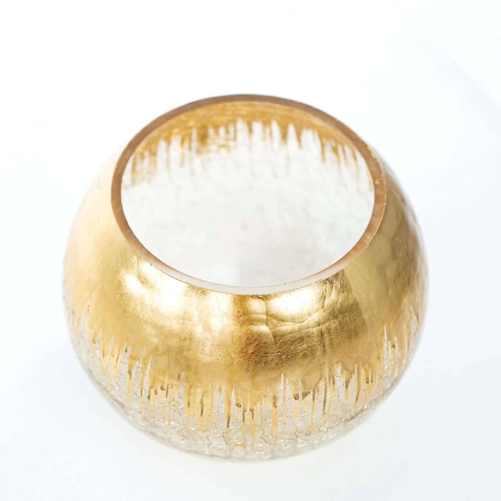 Stylish Gold Foiled Crackle Glass Flower Vase - Ideal Centerpiece for Events, 4.5