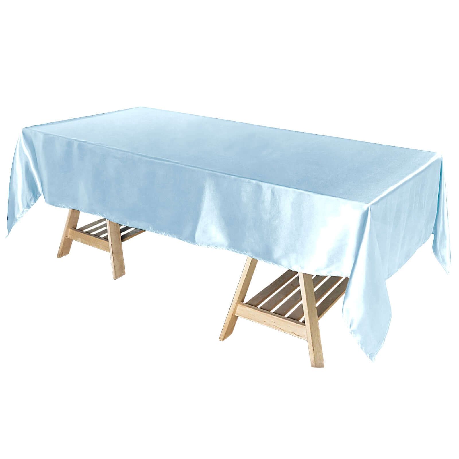 Light Blue Satin Rectangular 60x102 Tablecloth - Smooth & Shiny Table Cover