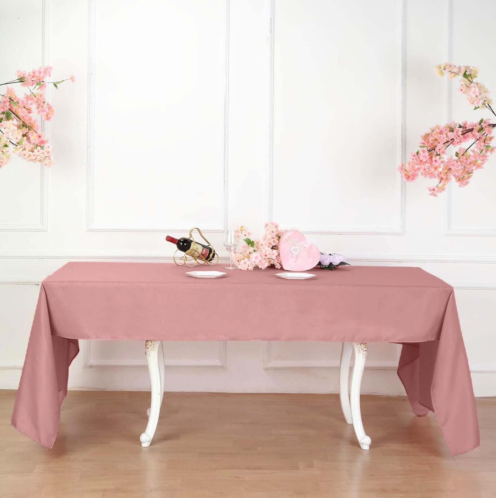 Durable and Stylish Dusty Rose Polyester Rectangle Tablecloth, 60x102 - Perfect for Any Occasion