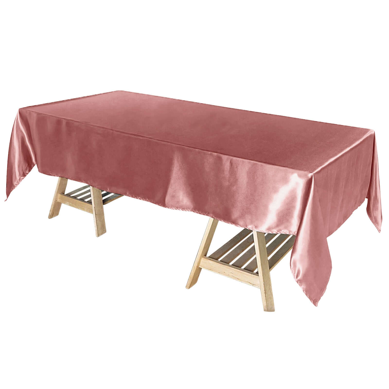 Hot Sale! Smooth and Lustrous Satin Table Cover in Cinnamon Rose, 60x102 Rectangular Tablecloth