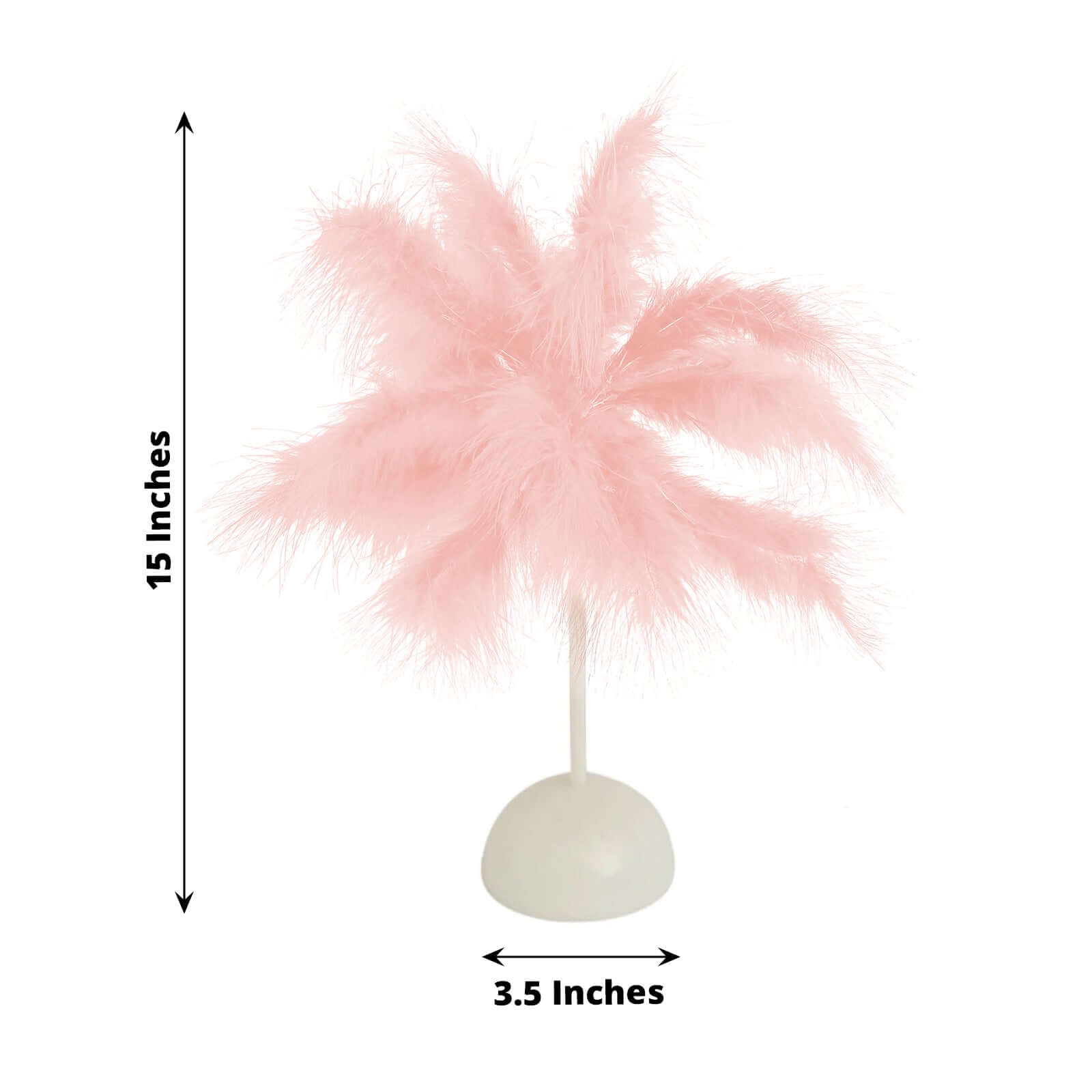 Hot Deal! Blush LED Cordless Table Lamp with Feather Design, 15" for Wedding Centerpiece