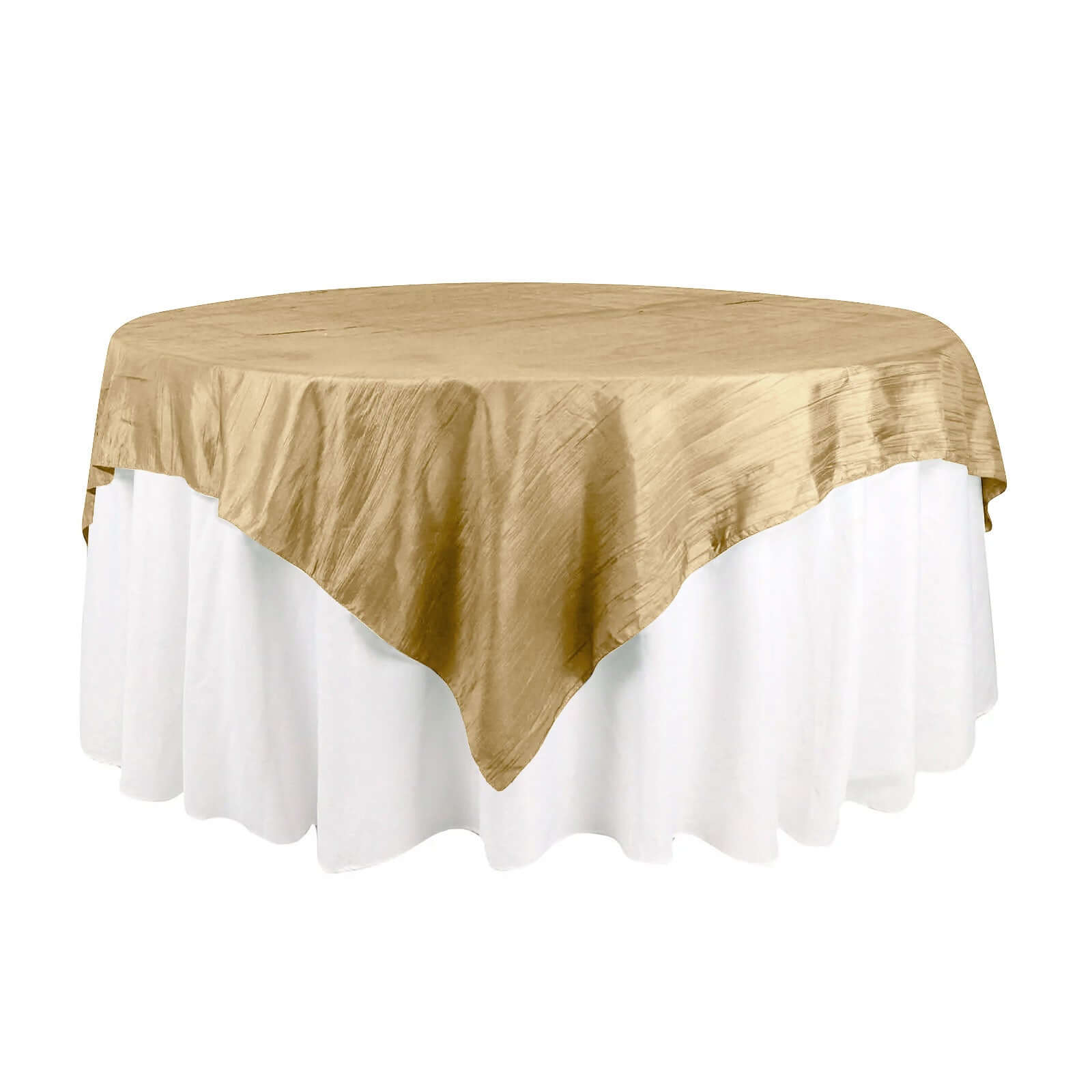 Taffeta 72x72 Table Overlay Square Tablecloth Gold - Accordion Crinkle Design for Stylish Events