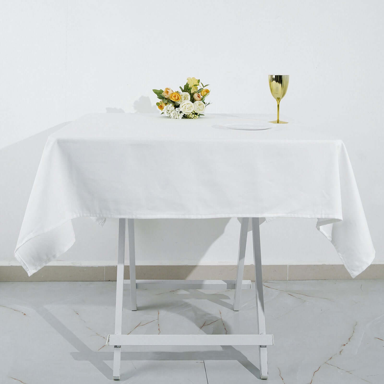 Get This Elegant 100% Cotton 54x54 Square White Tablecloth - Soft & Breathable