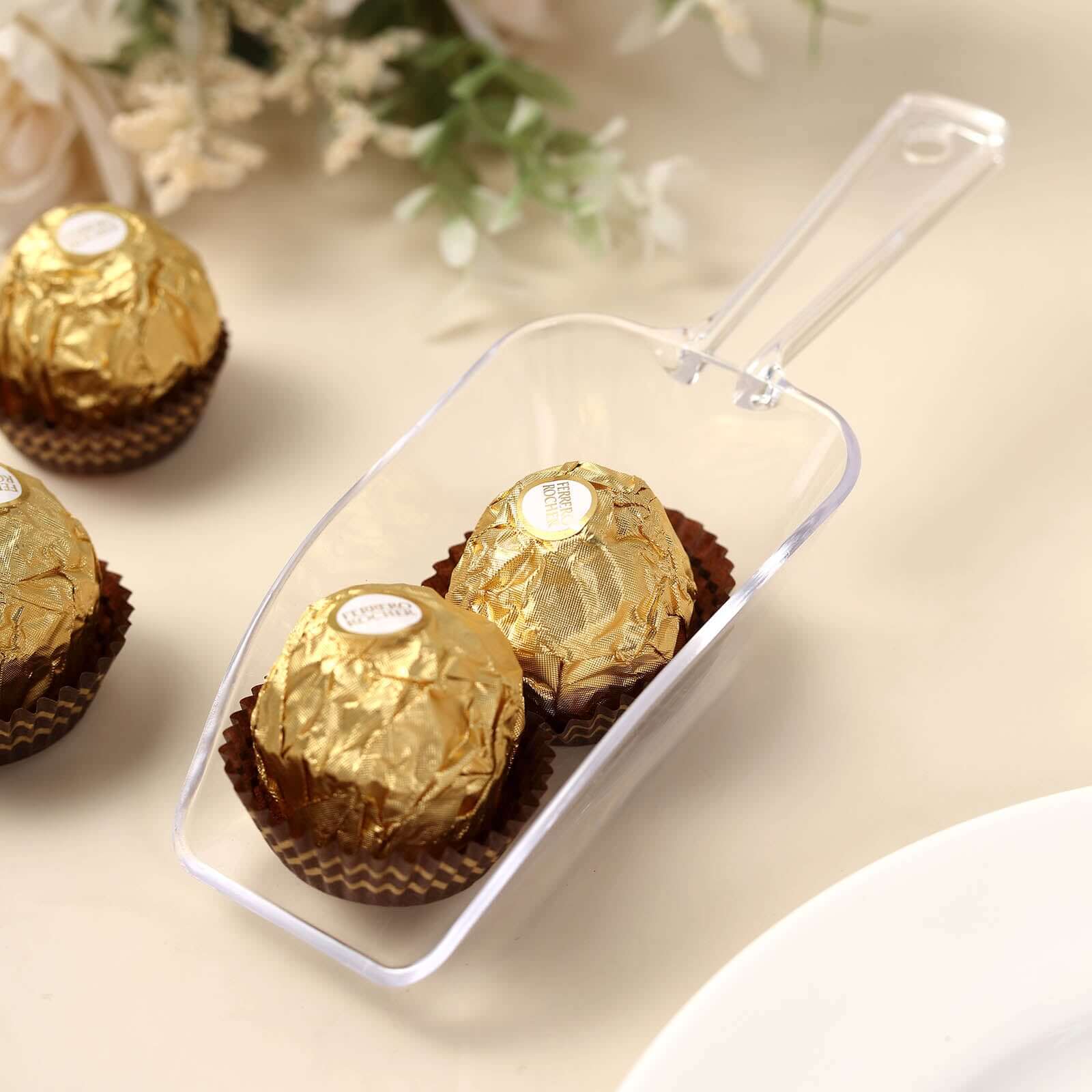 6-Pack Clear Plastic Disposable Candy Scoops for Bar and Buffet - Great Deal