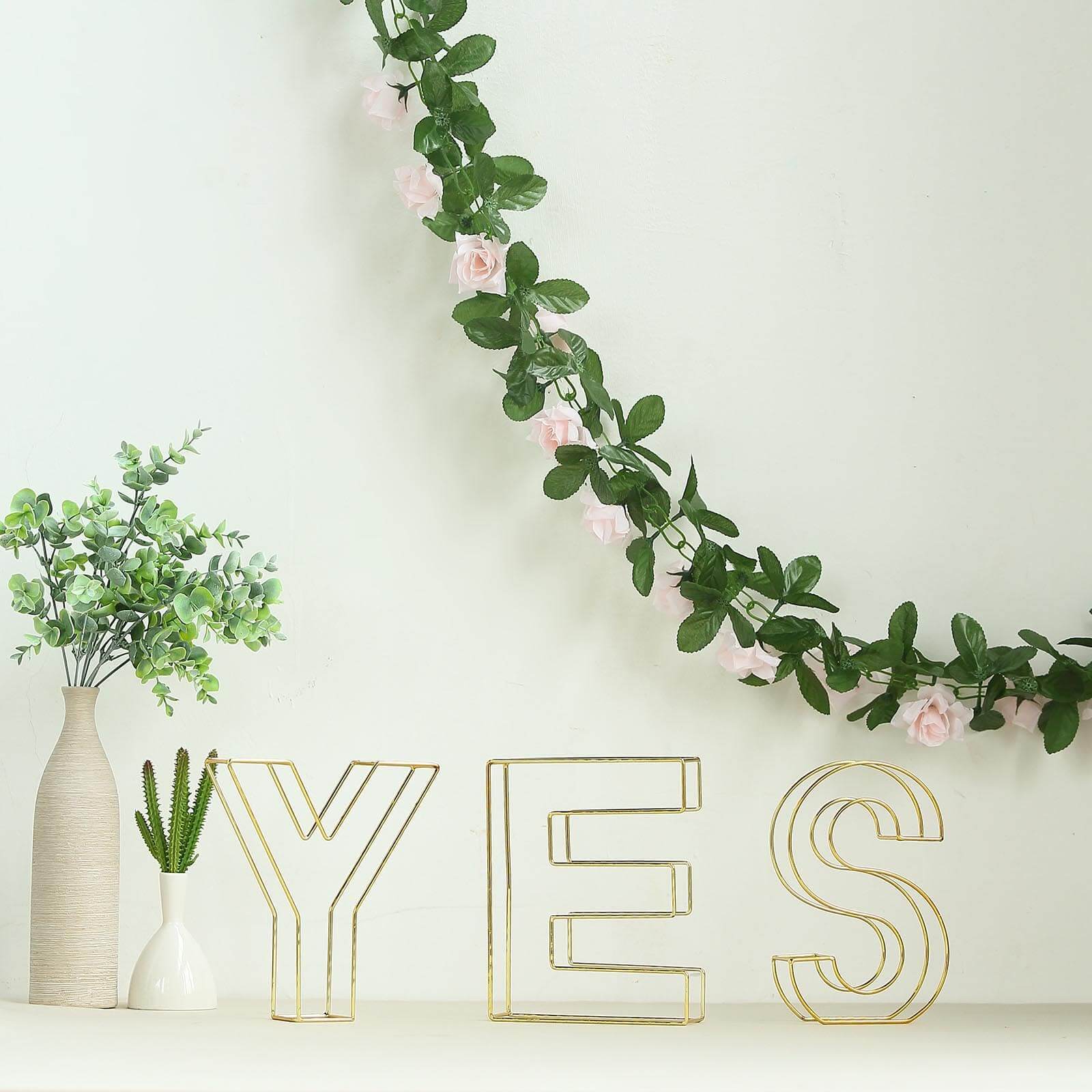 Hot Sale! 8-Foot Gold Freestanding 3D Decorative Metal Wire Letter 'E' for Wedding Centerpieces