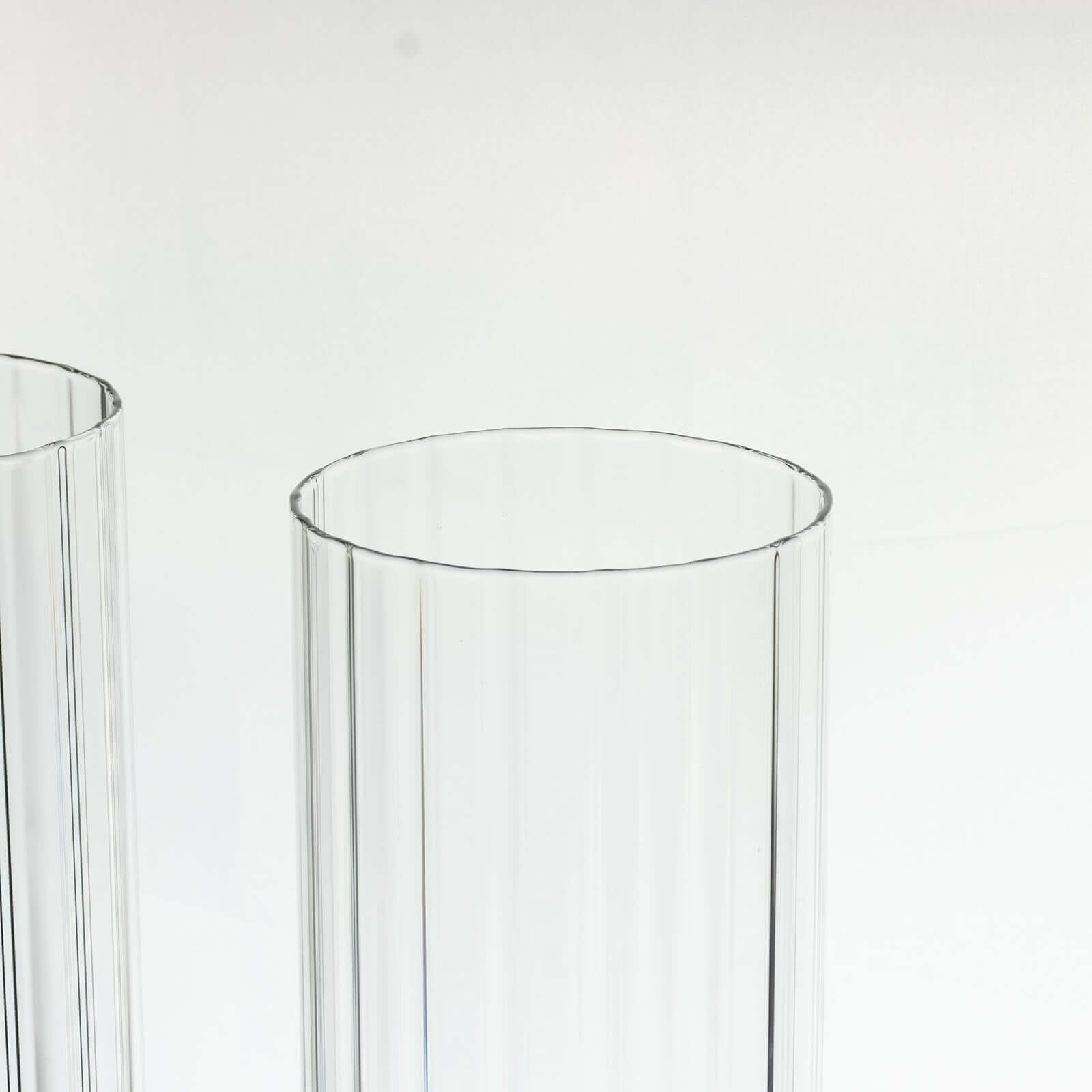 Hot Deal! 2-Pack Clear Ribbed Glass Hurricane Shades - Ideal Candle Holder Centerpieces, 20 Inches