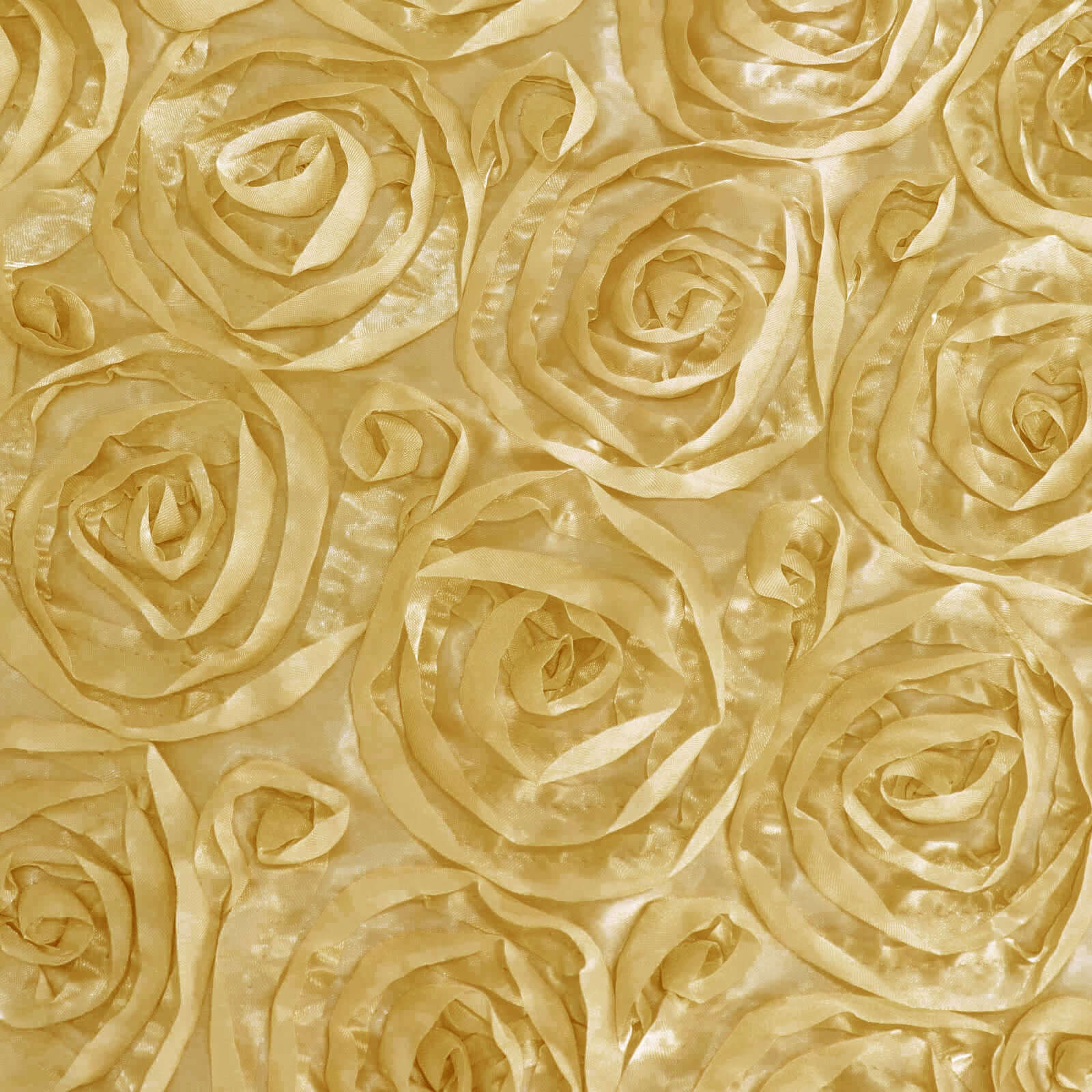 Champagne Satin 72x72 3D Rosette Square Table Overlay - Great for Events