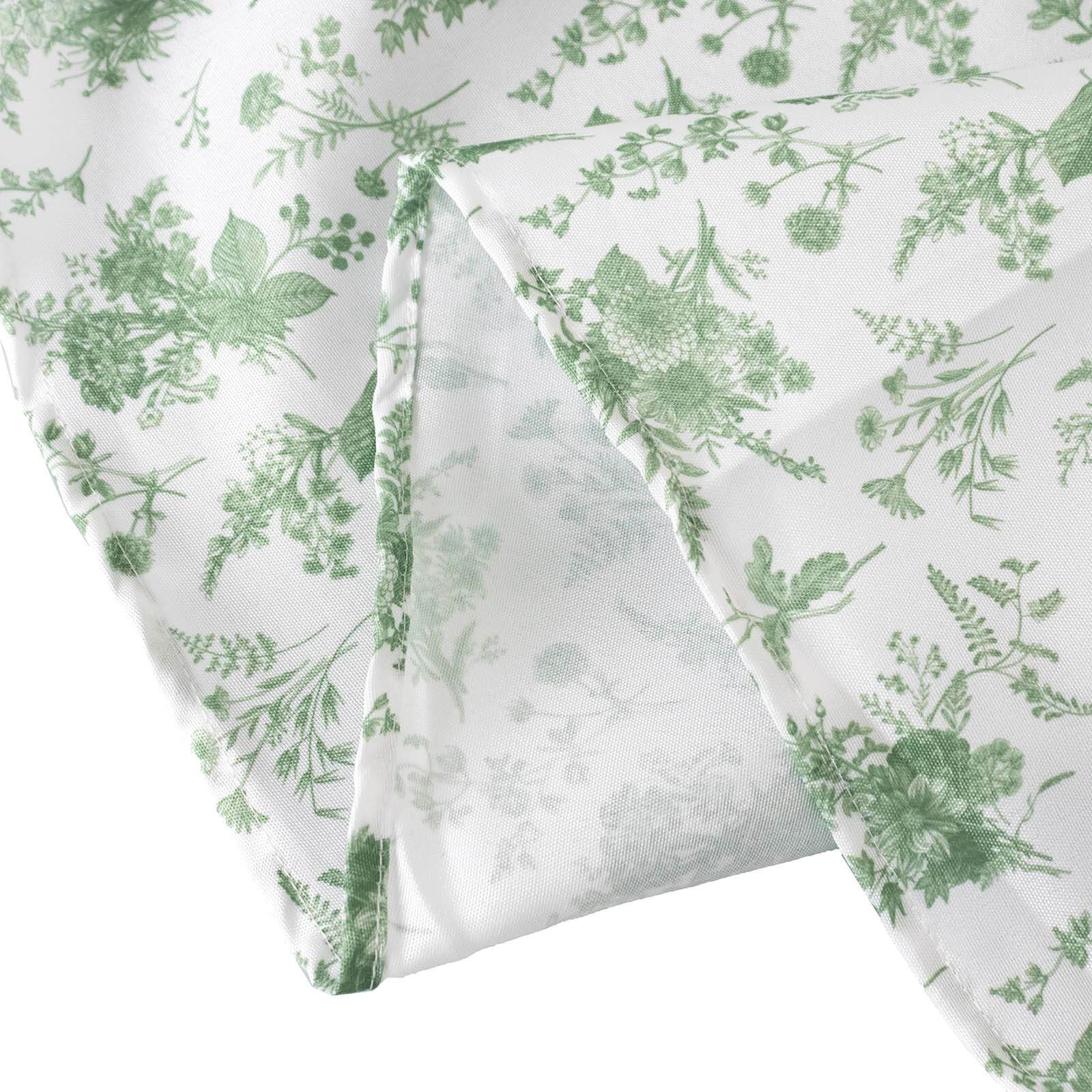 Premium Polyester 90x156 Rectangle Dusty Sage Green French Toile Seamless Tablecloth for Fine Dining