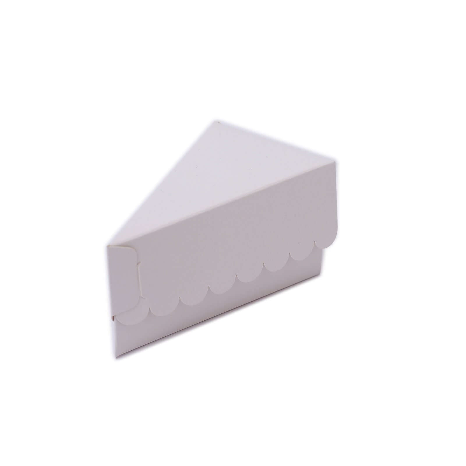 Hot Deal! 10-Pack White Cardstock Triangle Cake Slice Boxes with Scalloped Top for Desserts & Party Favors