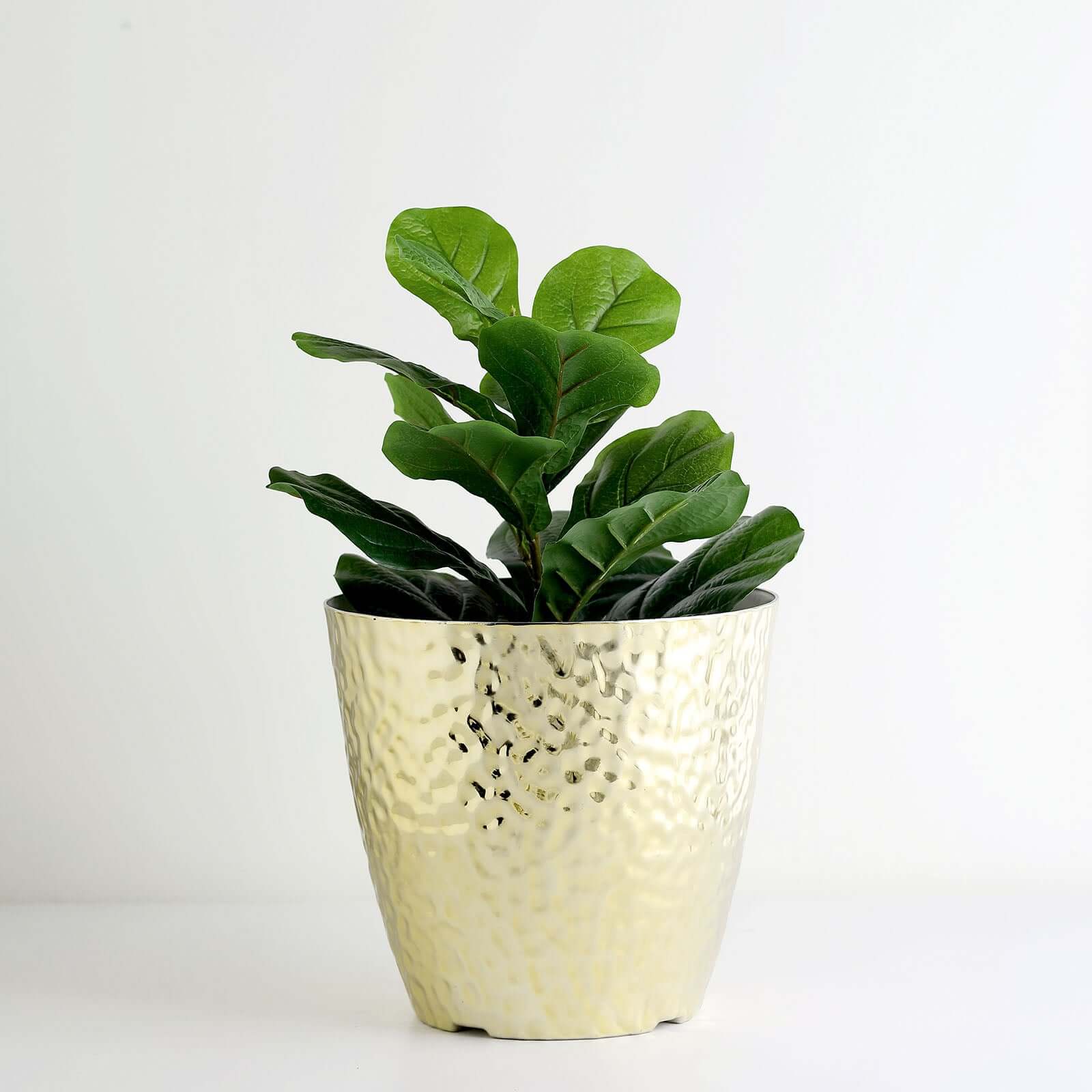 11-Inch Gold Hammered Large Indoor Flower Planter for Decorative Greenery