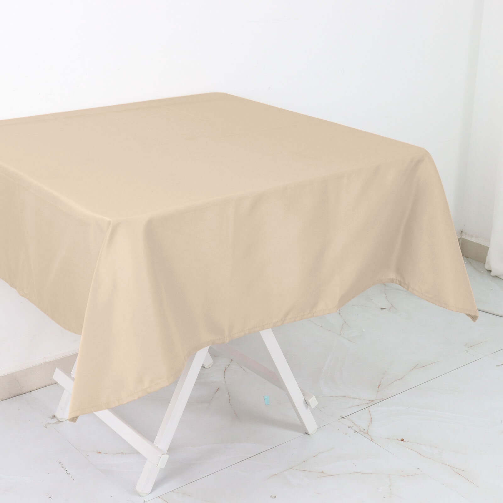 Durable & Wrinkle-Resistant Nude 54x54 Polyester Square Tablecloth - Ideal for Events