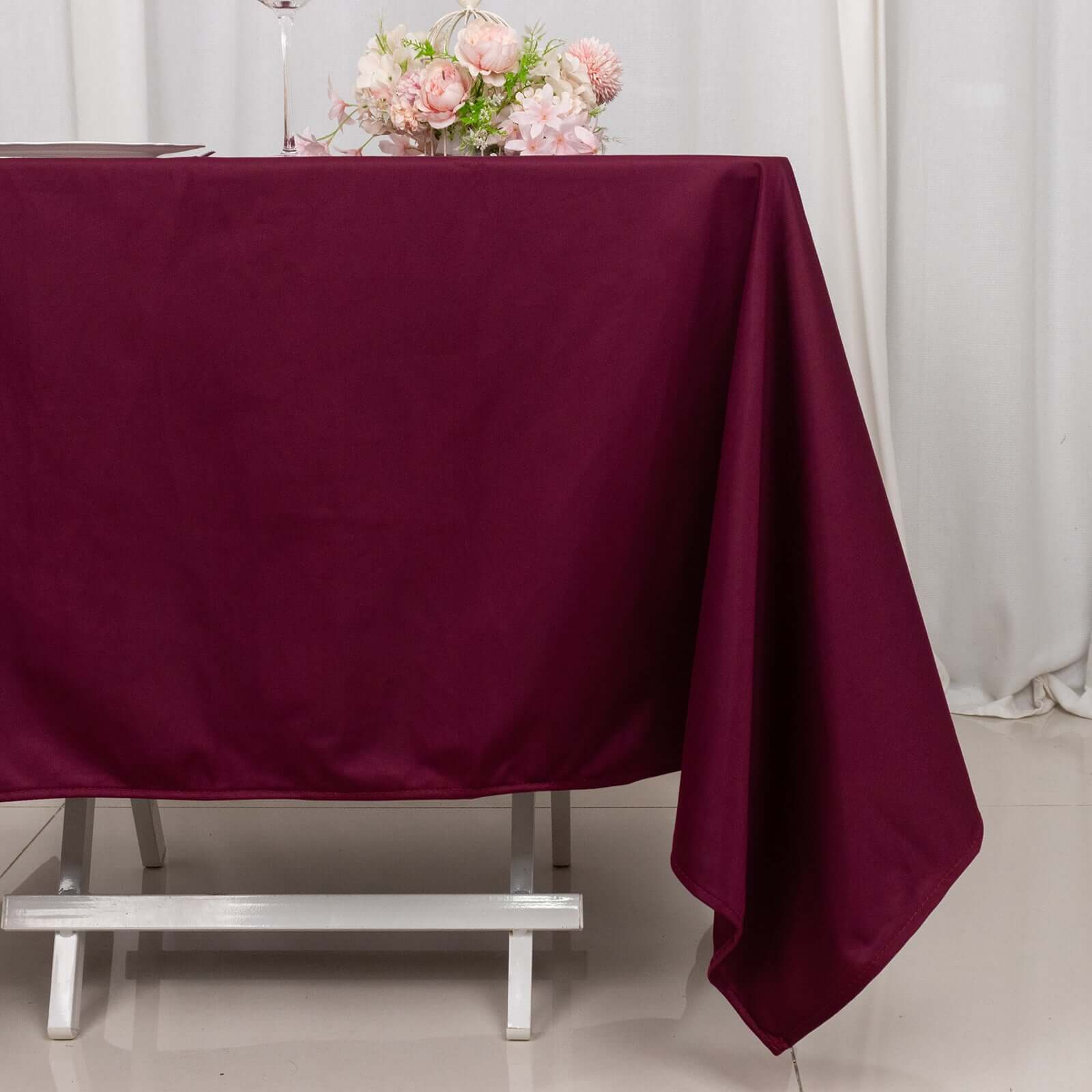 Burgundy 70x70 Premium Wrinkle-Free & Stain-Resistant Scuba Square Tablecloth