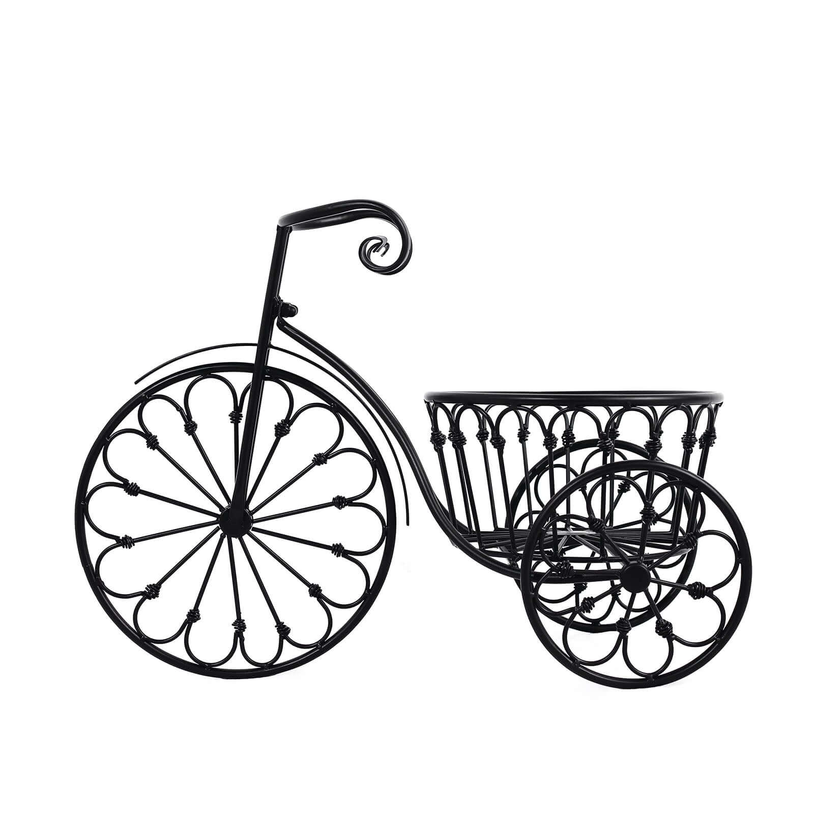 Black Tricycle Metal Planter Basket - Ideal for Indoor/Outdoor Decor