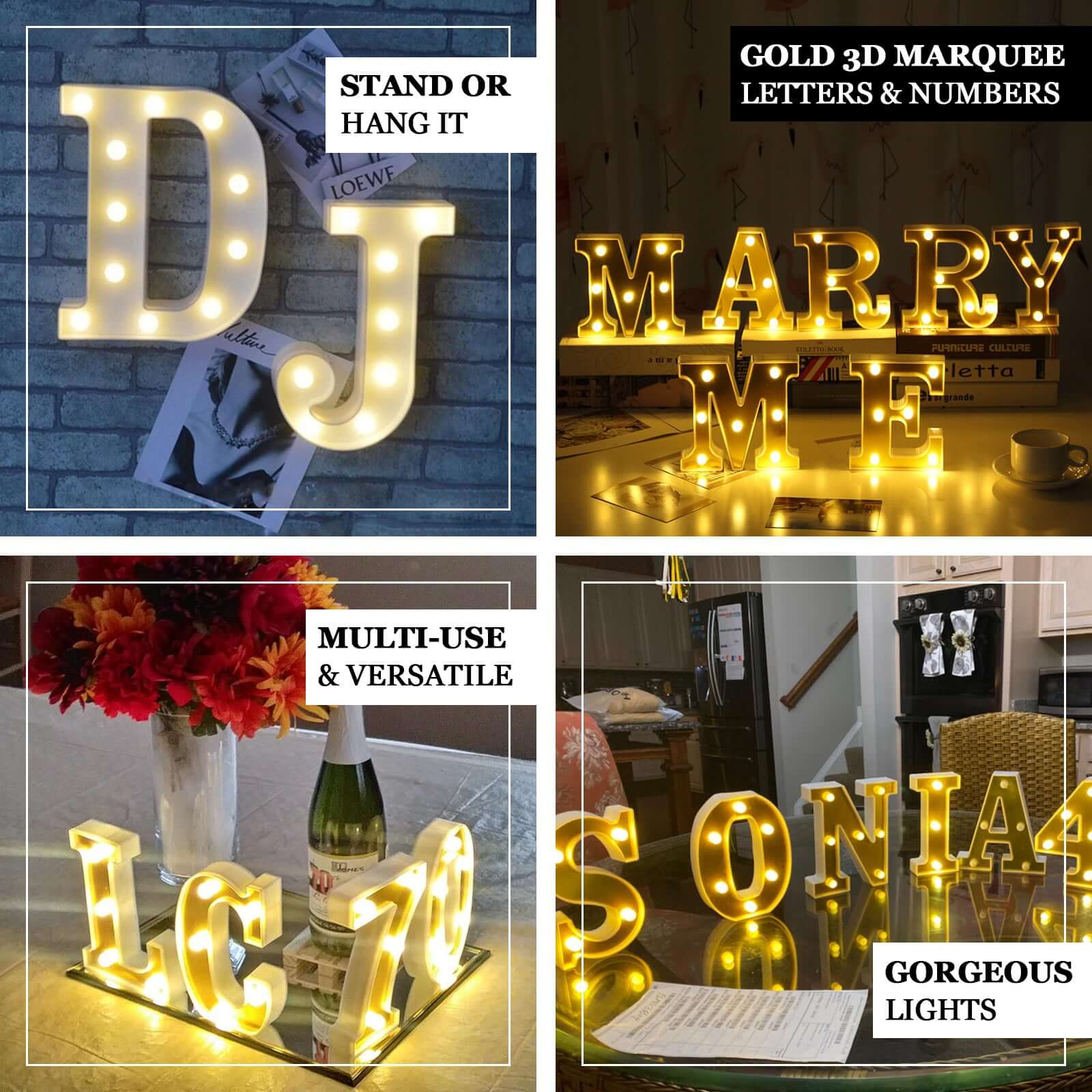 Hot! 3D Gold Marquee Letter P with 5 Warm White LED Lights - Ideal Event Decor, 6'