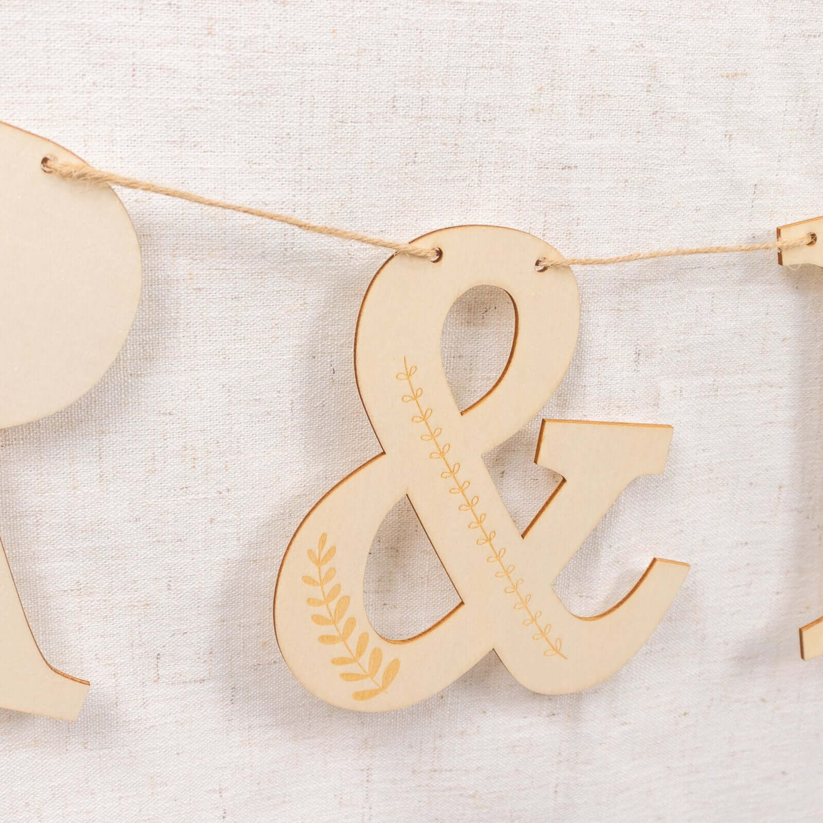 10ft Handmade Natural Pre - Strung Mr & Mrs Wooden Letter Banner with Rustic Botanical Design for Anniversaries