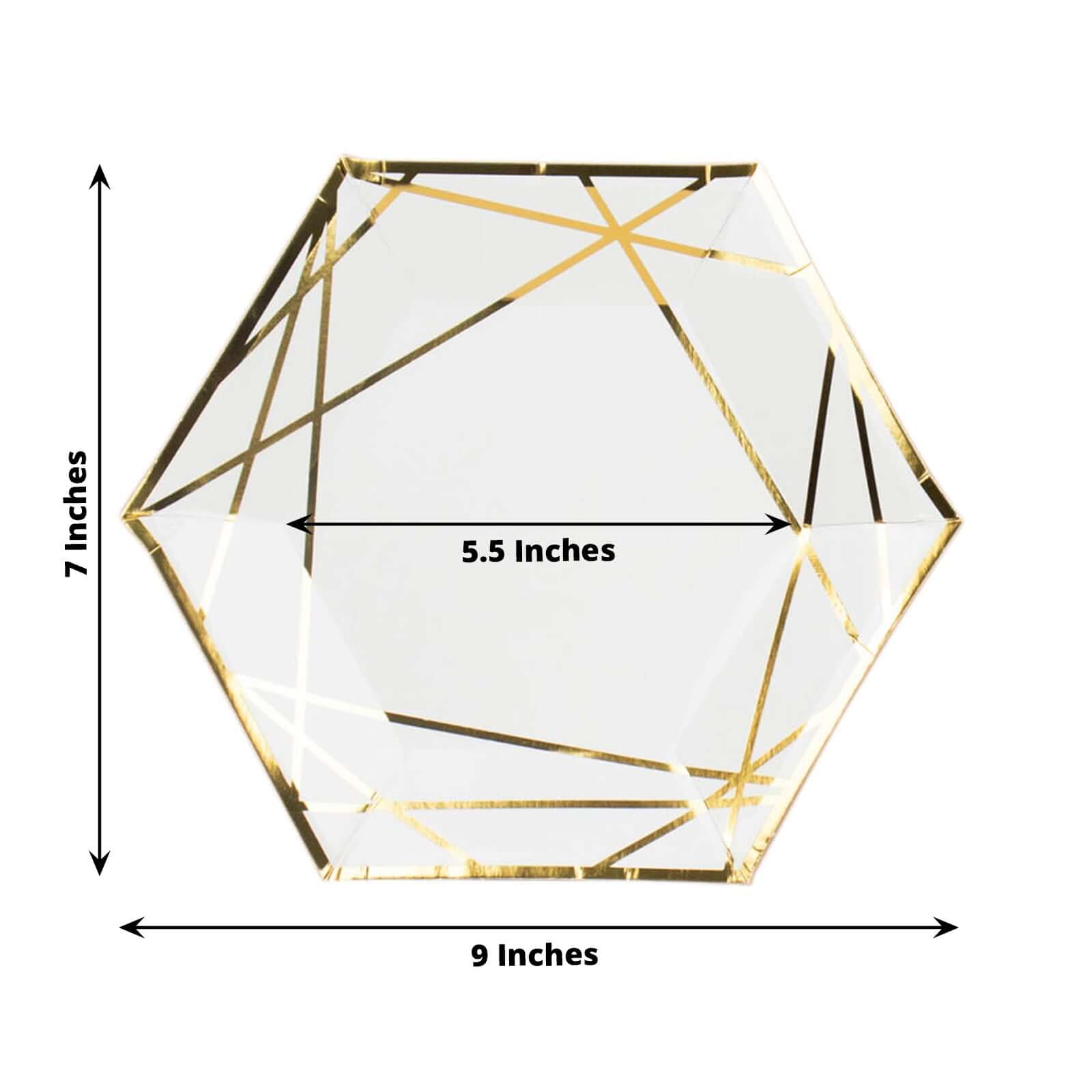 Hot Deal! 25-Pack White & Gold Geometric Hexagon Disposable Paper Dessert Plates for Events