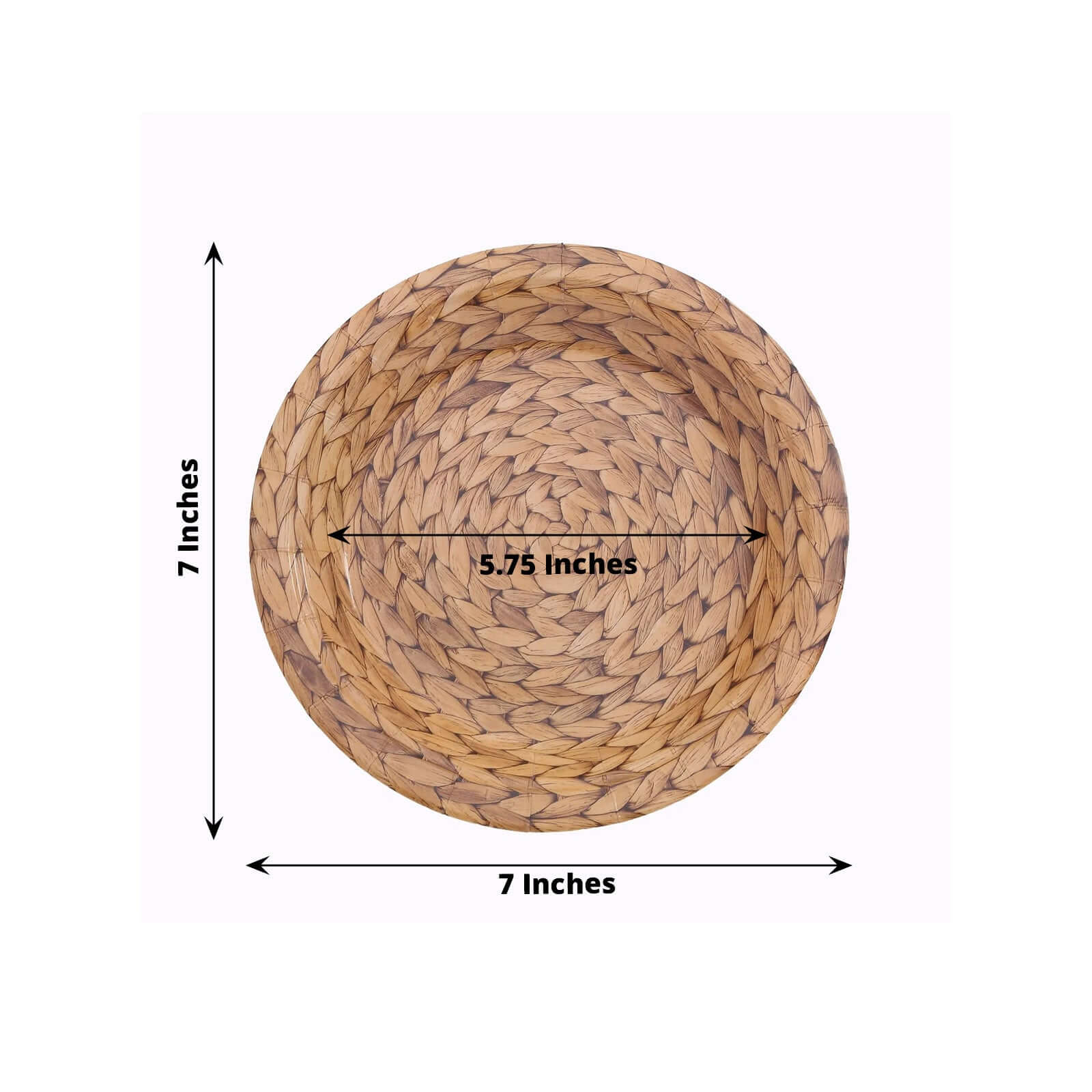 25-Pack 7" Natural Round Paper Dessert Plates with Woven Rattan Print - Premium Disposable Plates for All Occasions
