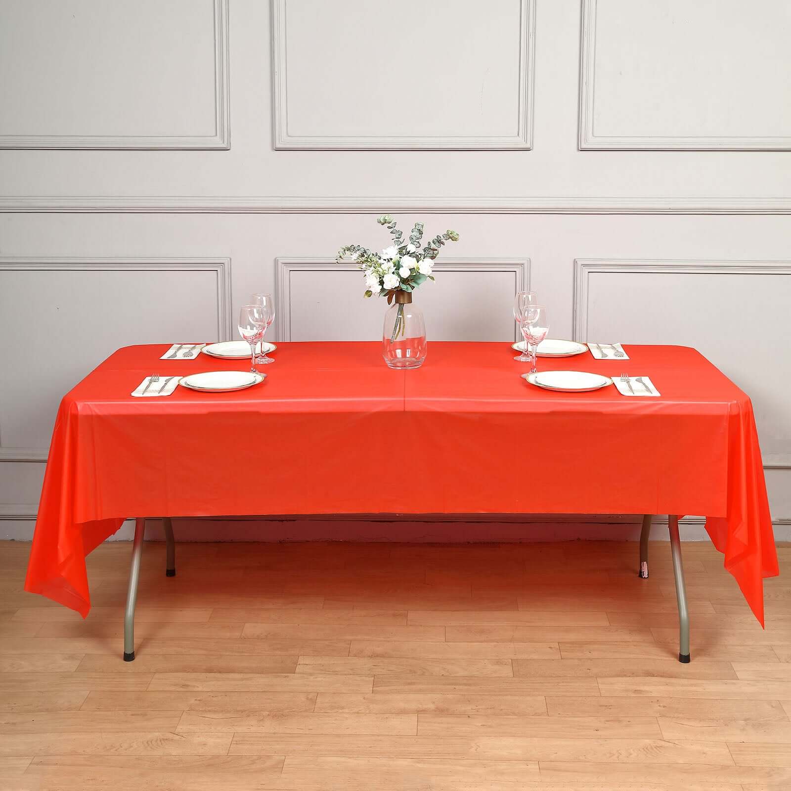 Hot Deal! 5-Pack Red PVC Disposable Rectangle Table Covers 54x108