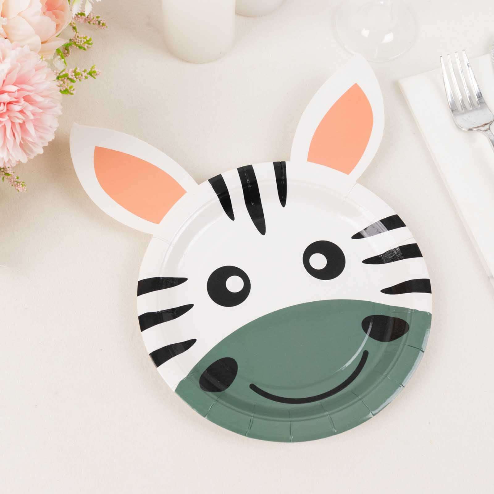 Great Deal! Set of 25 Disposable Paper Round Plates with Assorted Jungle Animal Prints for Themed Parties