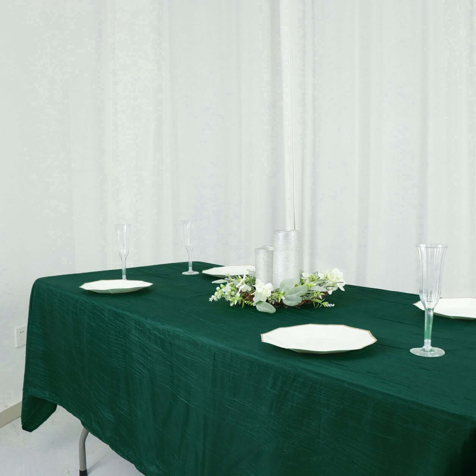 Hunter Emerald Green Crinkle Taffeta Rectangle Tablecloth 60x102