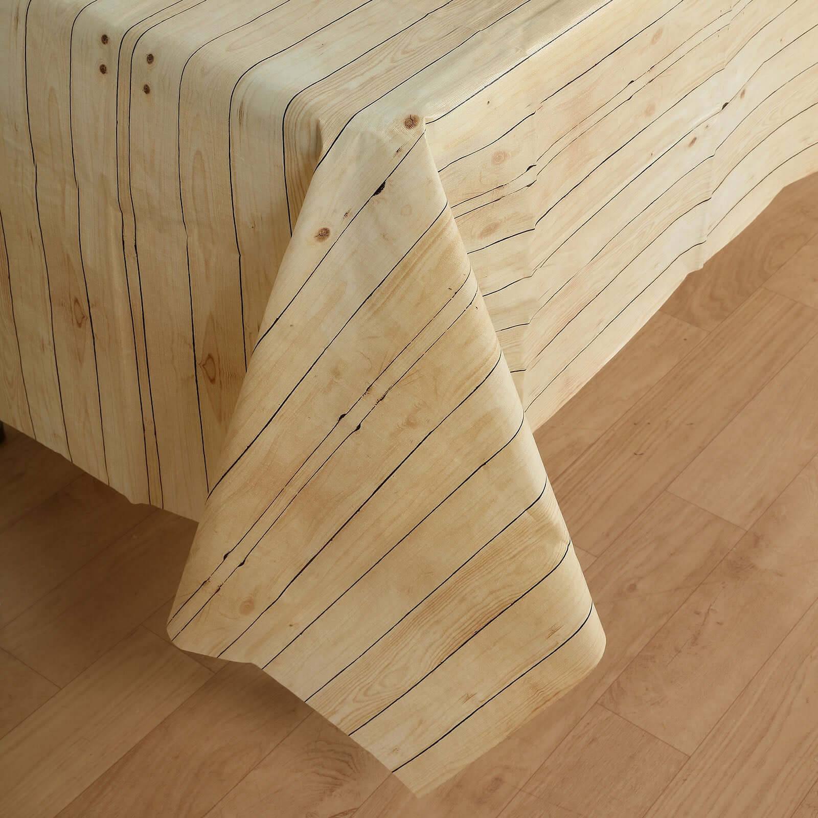 Hot Sale! Durable PVC Disposable Natural Rectangle Plastic Table Cover with Rustic Wooden Print, 52x108